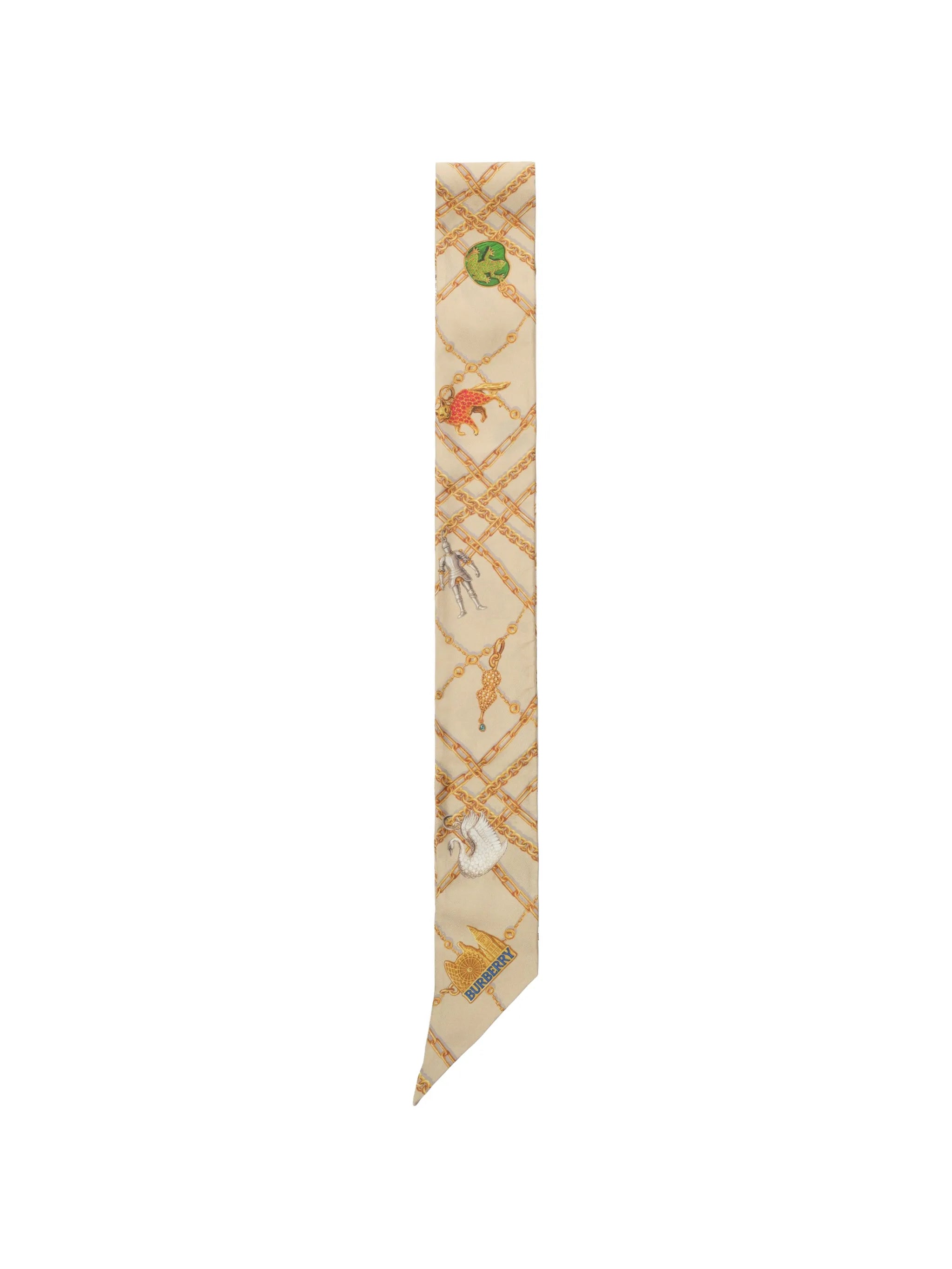 skinny Check charm silk scarf