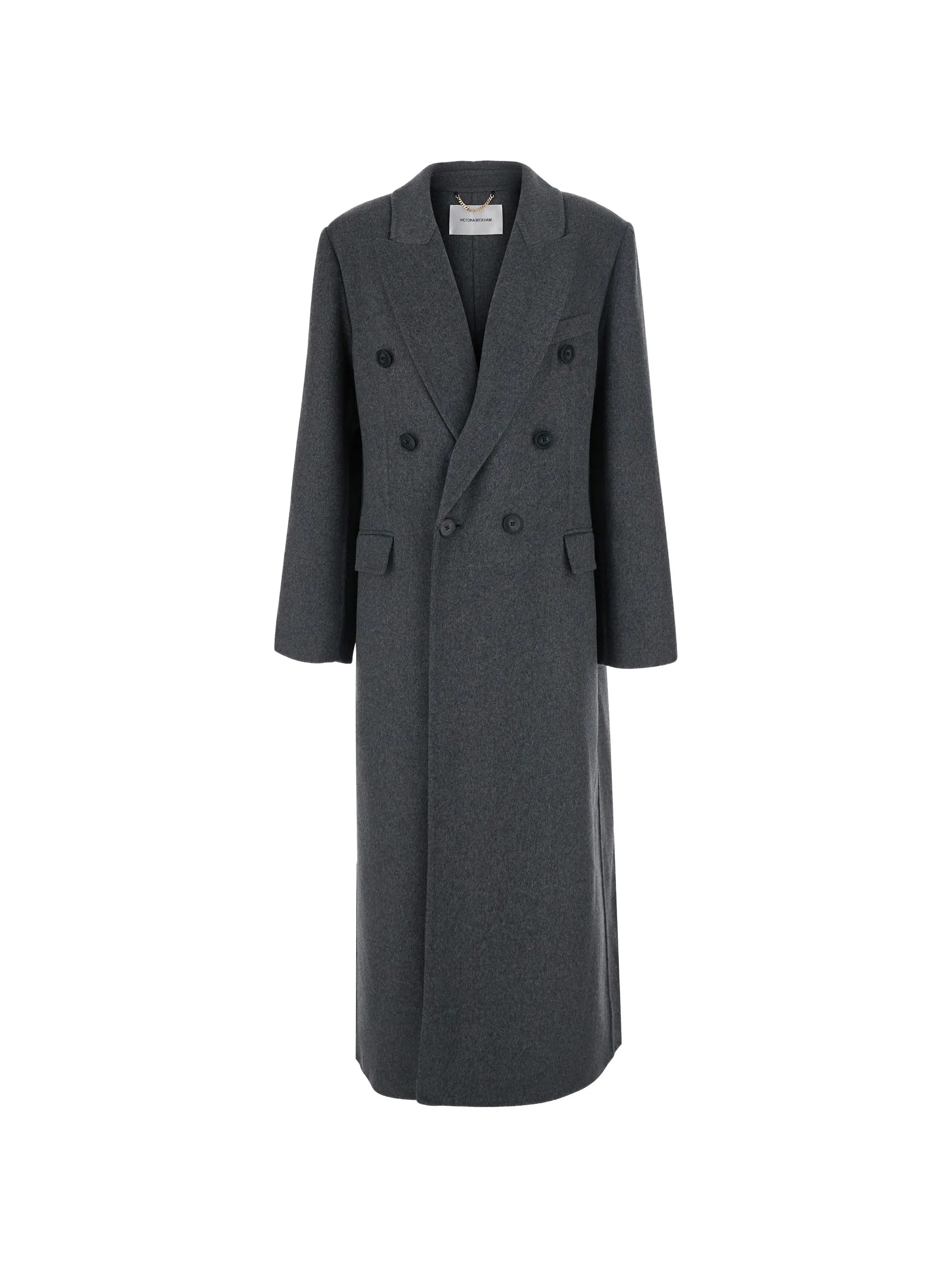 double-breasted peaked-lapel coat
