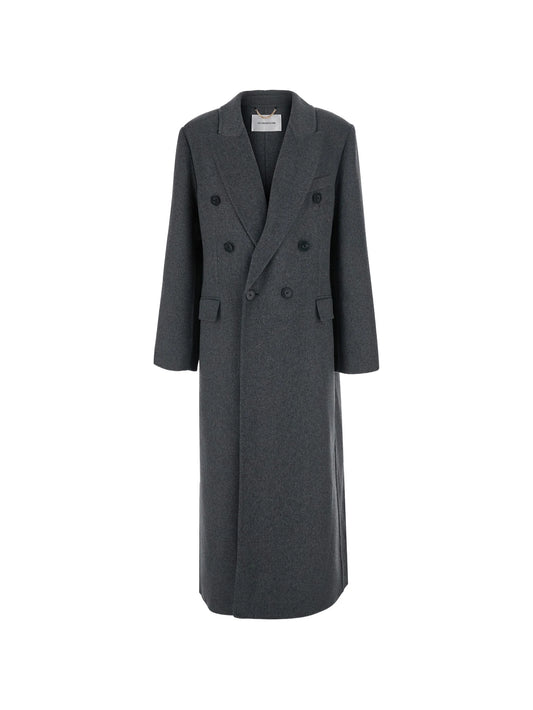 double-breasted peaked-lapel coat