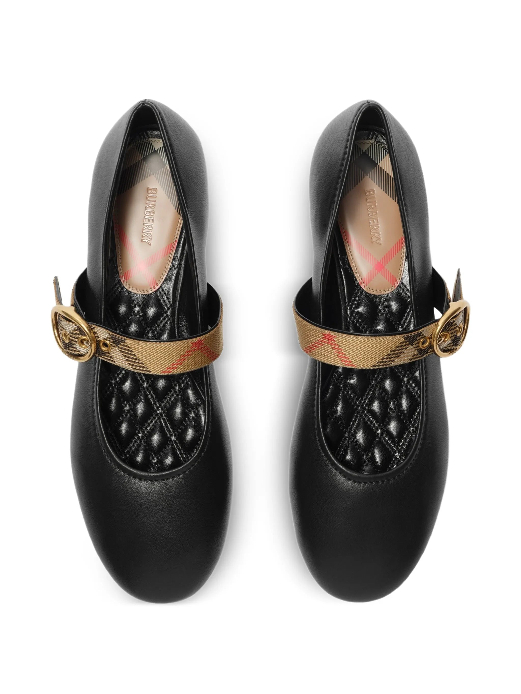 Check-strap leather Robin ballerinas