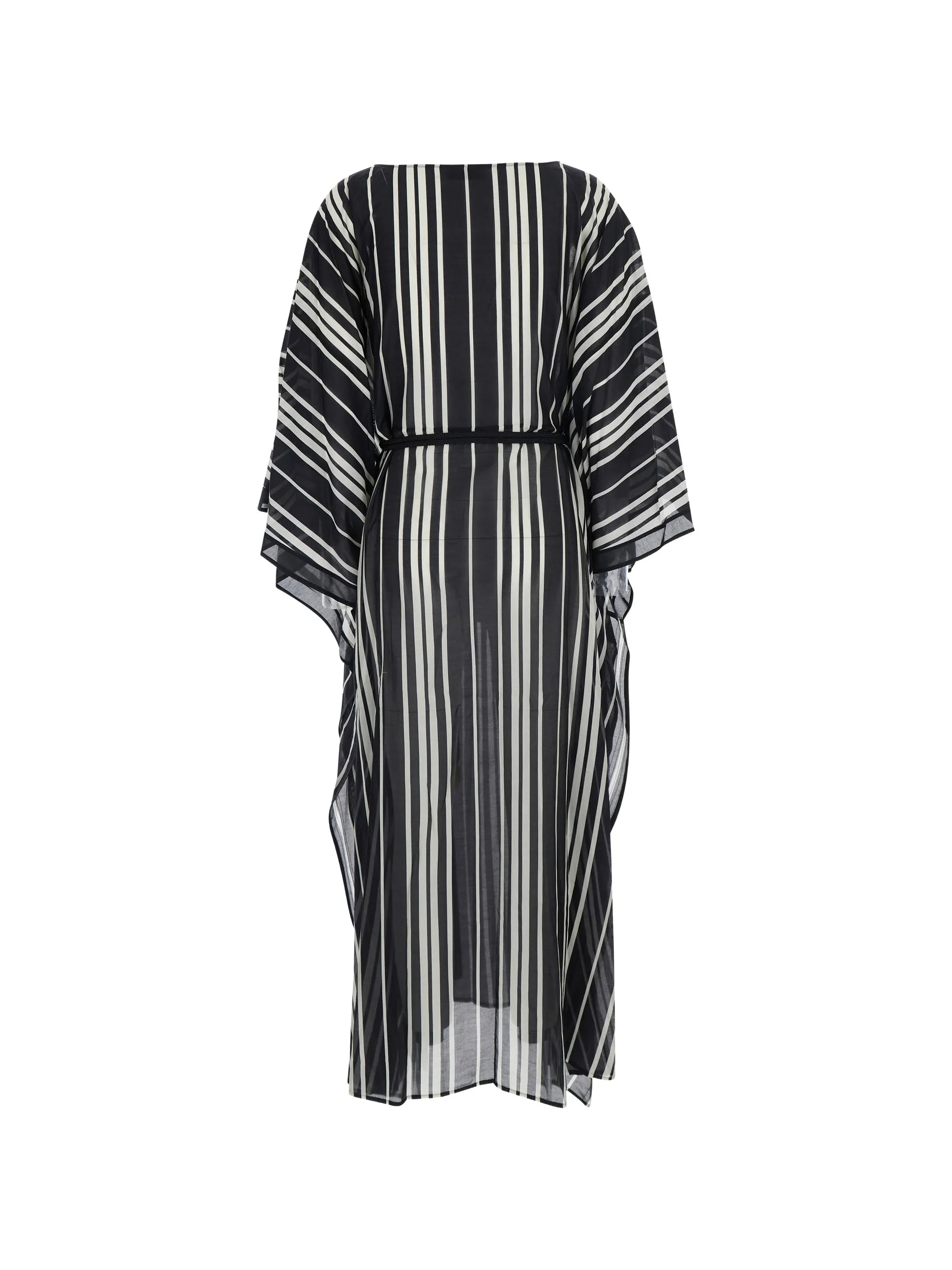 Belted striped silk caftan