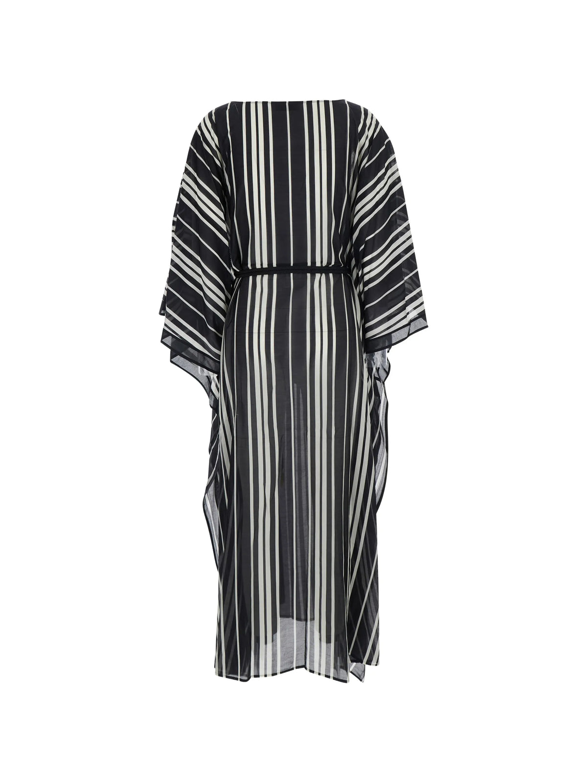Belted striped silk caftan