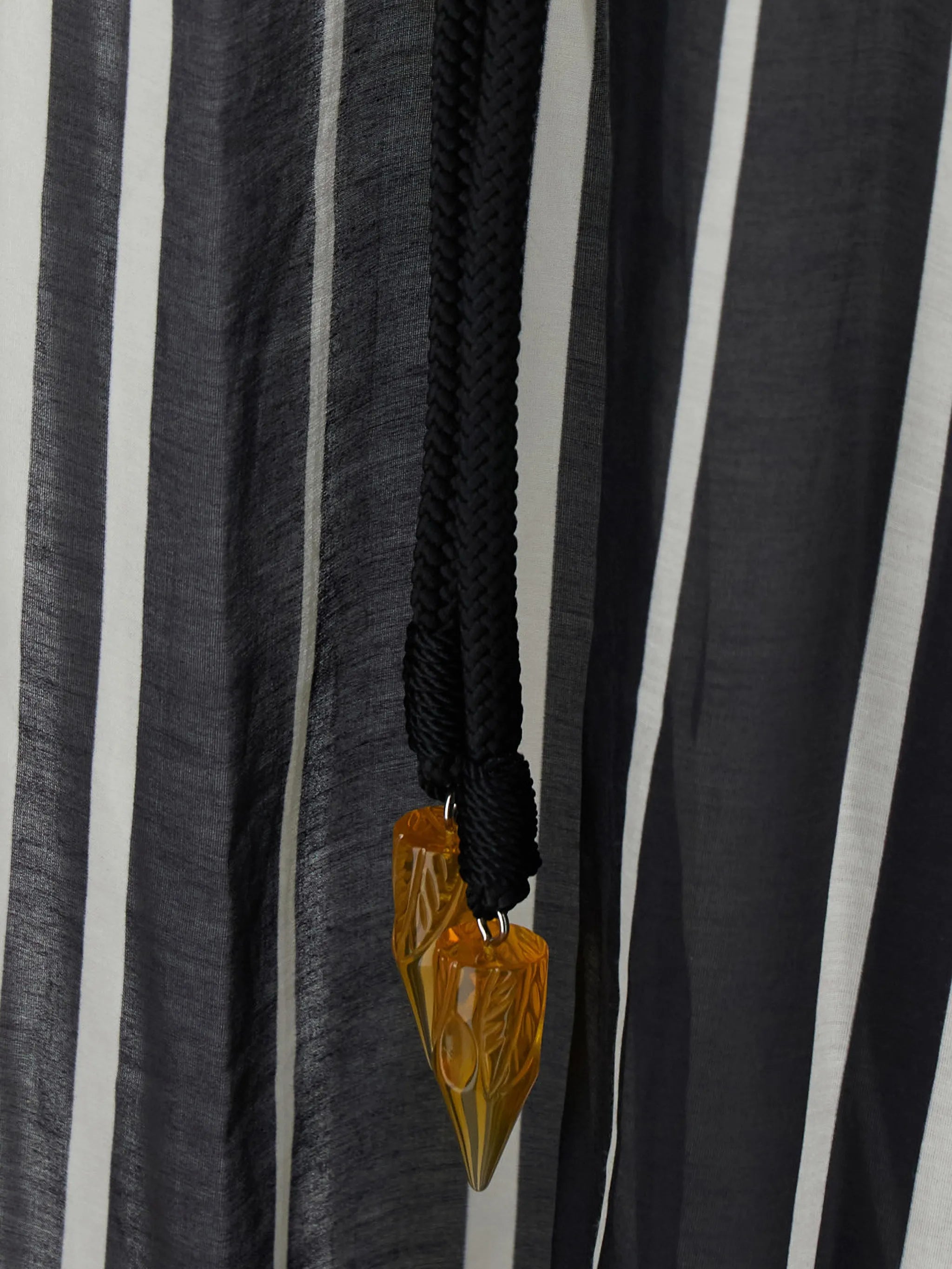 Belted striped silk caftan