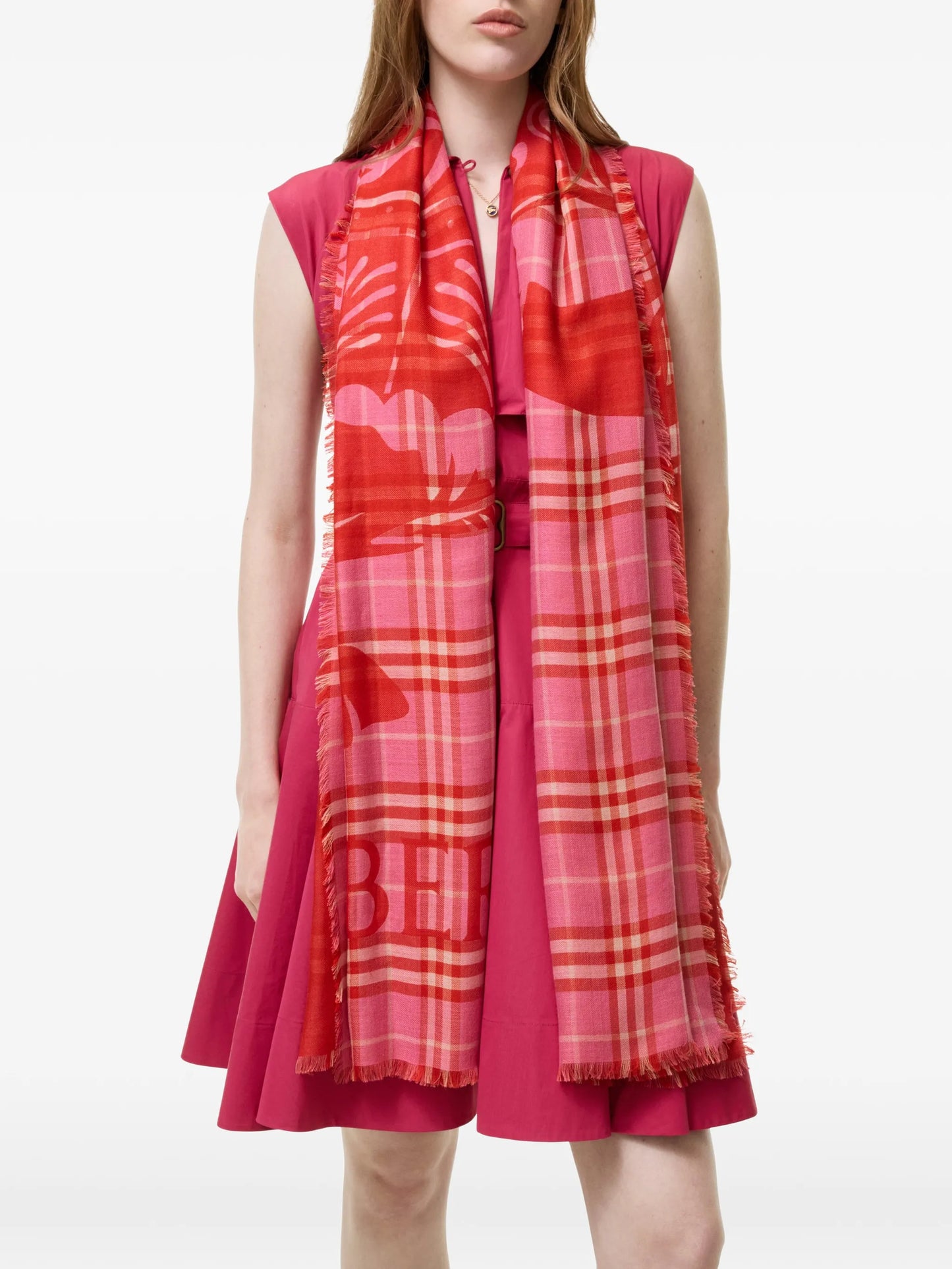 wide Knight Check wool silk scarf
