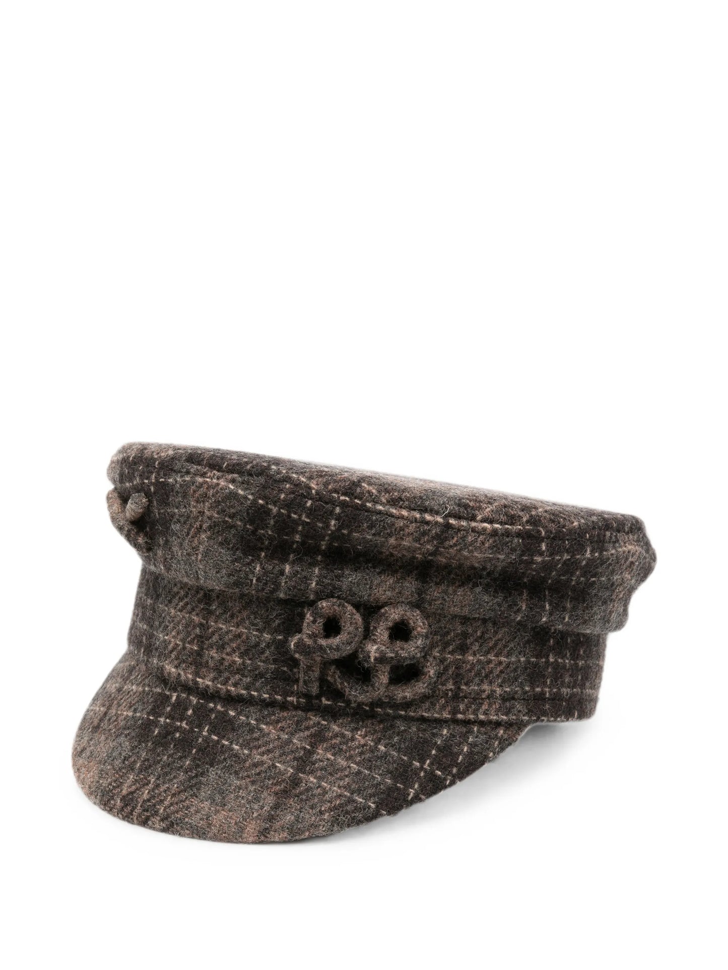 check-print logo-embroidered baker boy hat