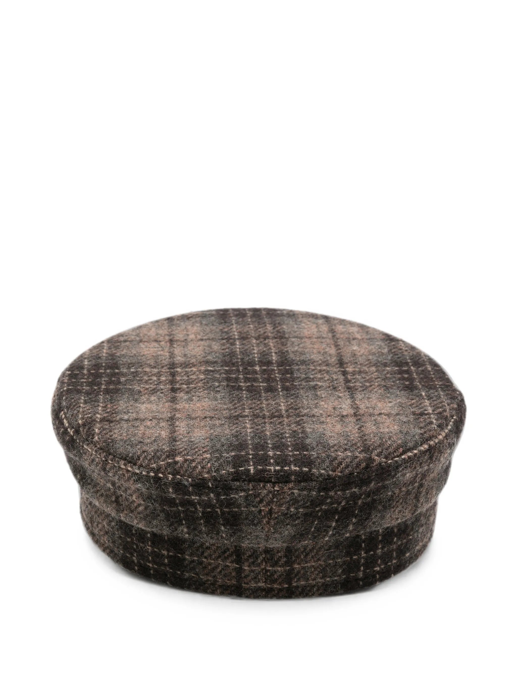 check-print logo-embroidered baker boy hat