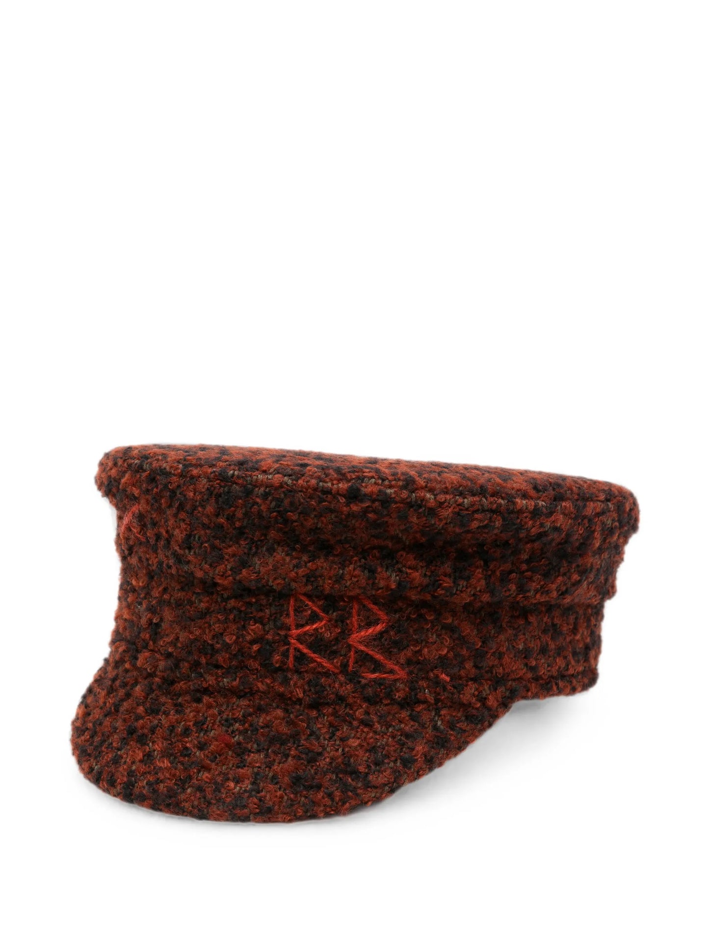 logo-embroidered bouclé baker boy hat