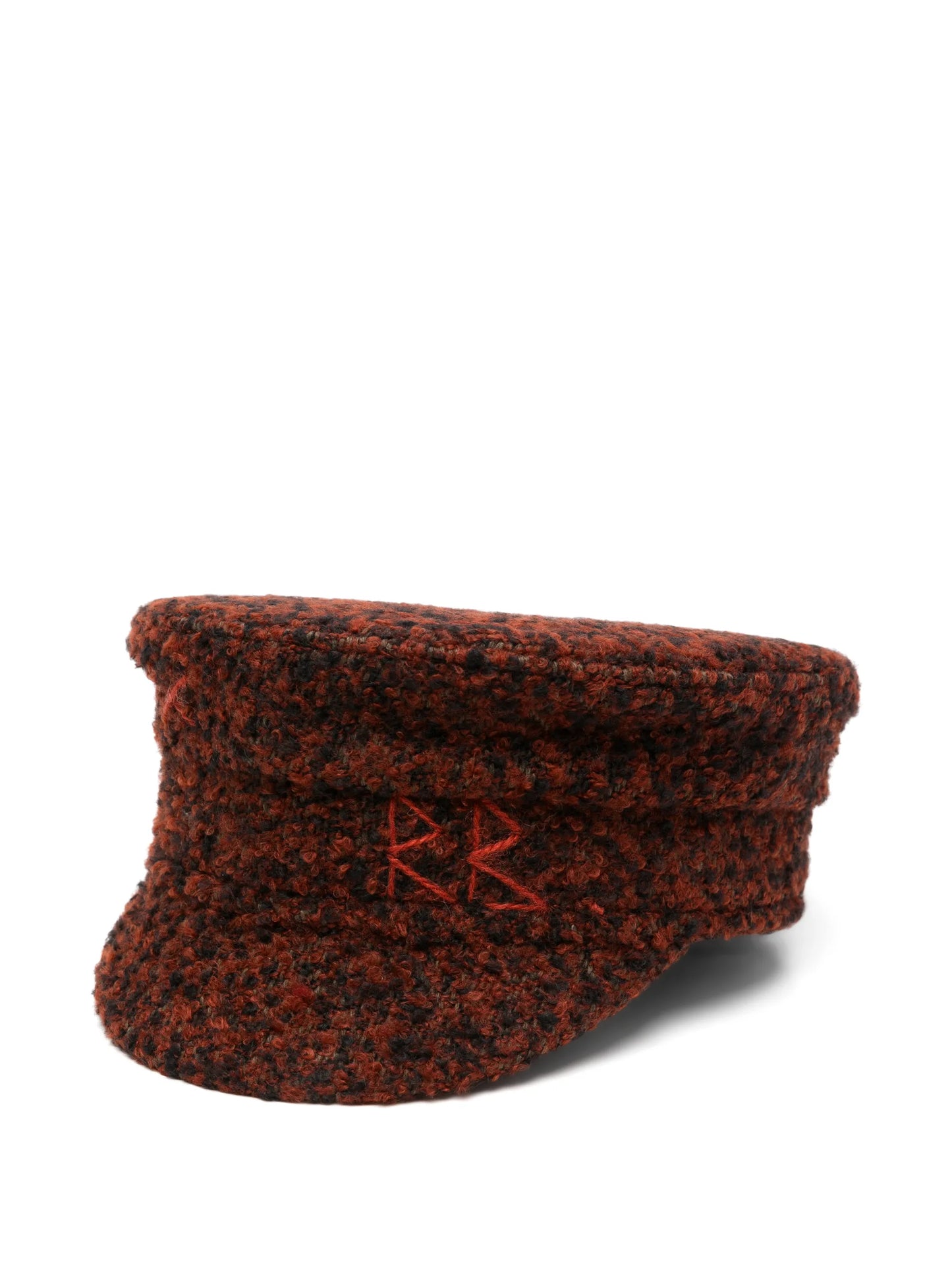 logo-embroidered bouclé baker boy hat