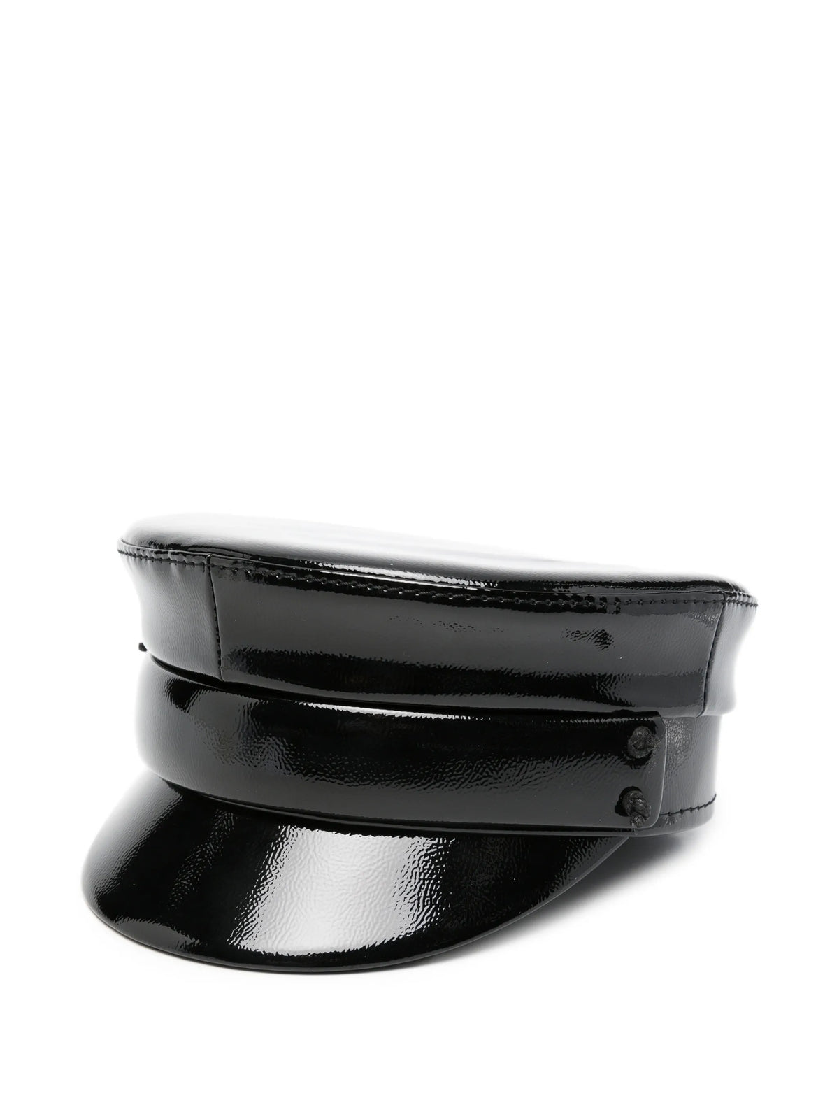 faux-leather belted Baker Boy cap