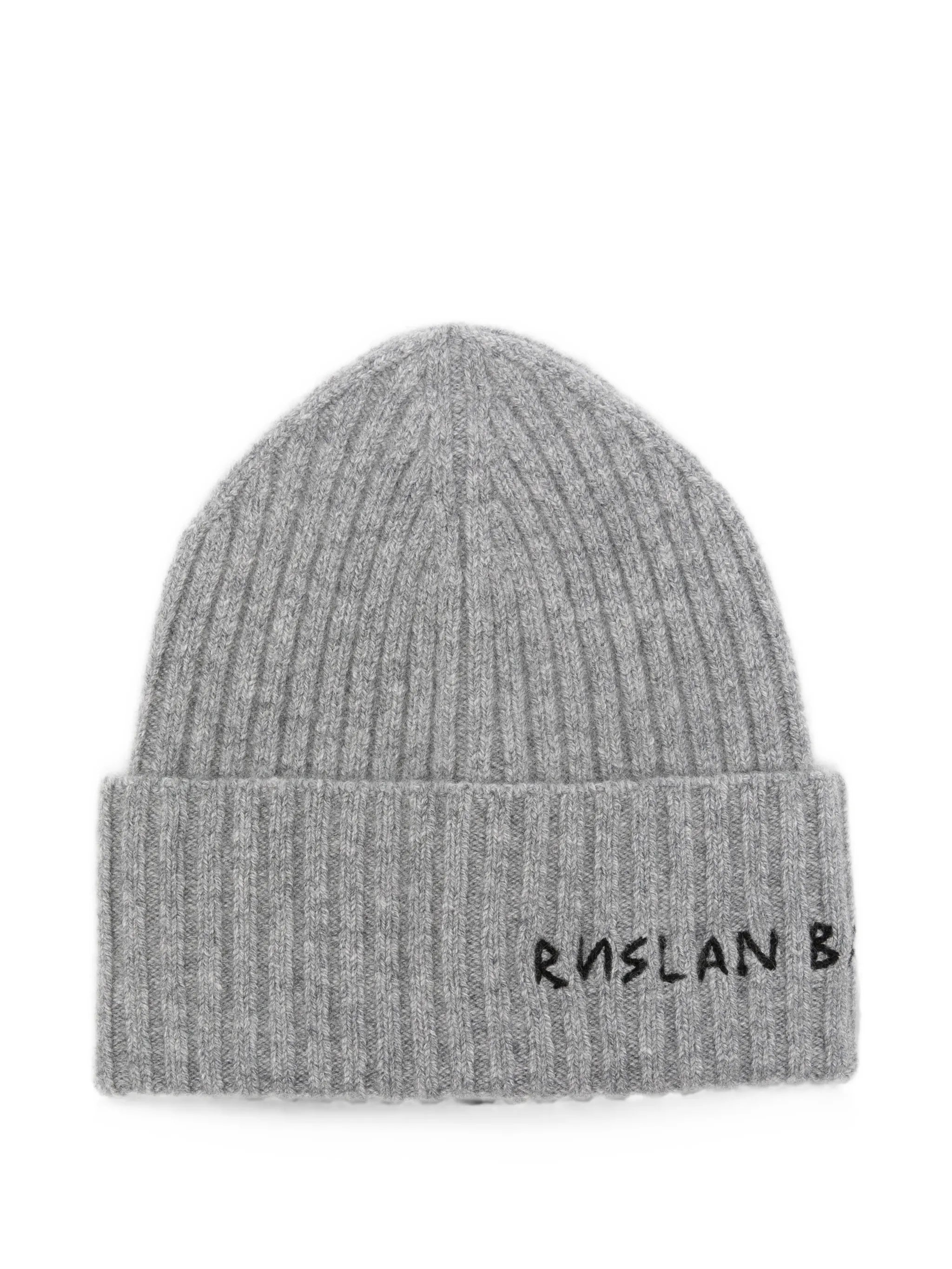 logo-embroidered ribbed beanie hat
