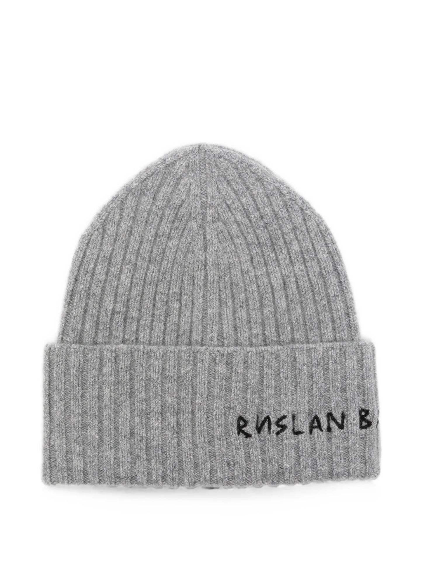 logo-embroidered ribbed beanie hat
