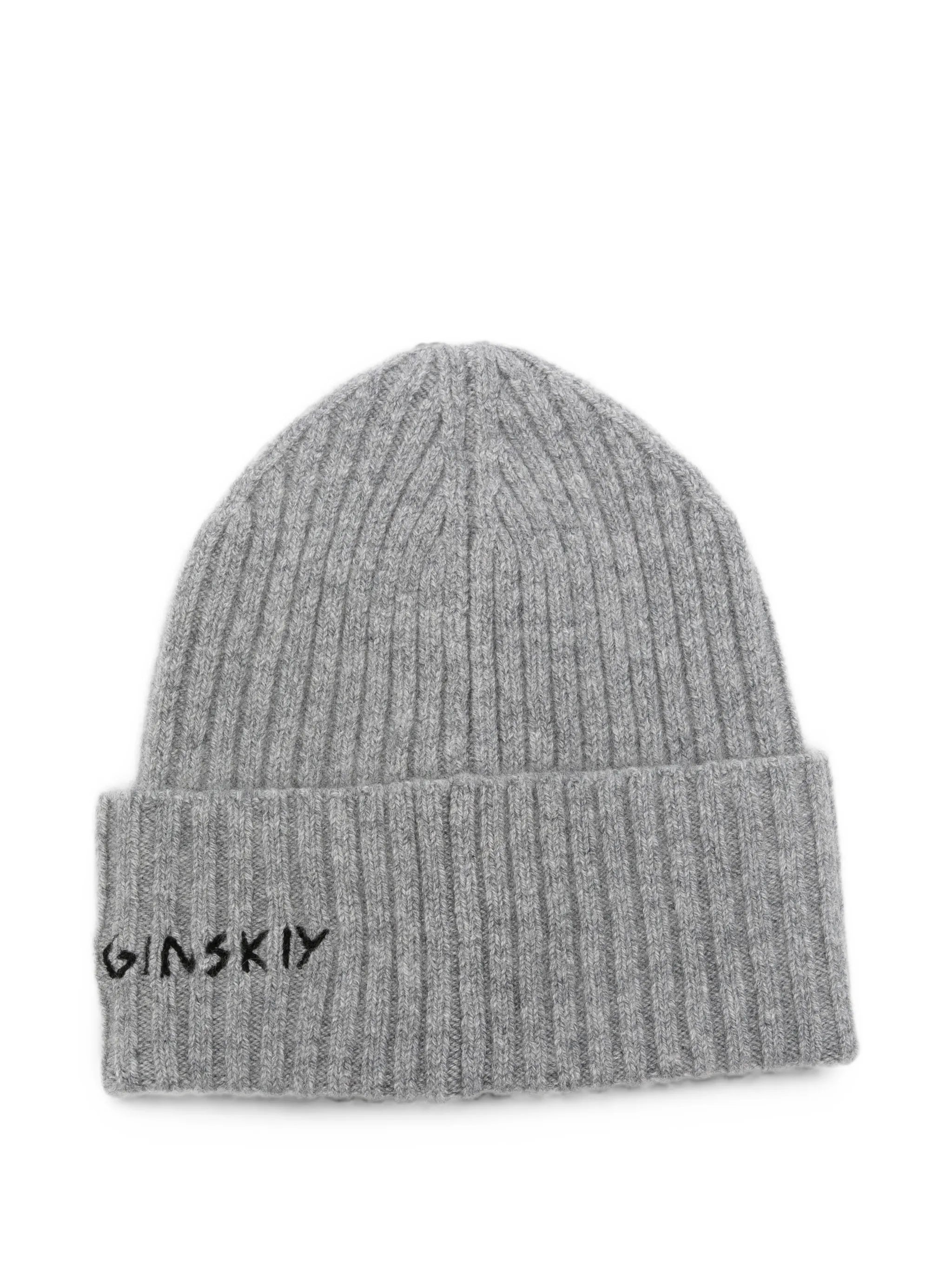 logo-embroidered ribbed beanie hat