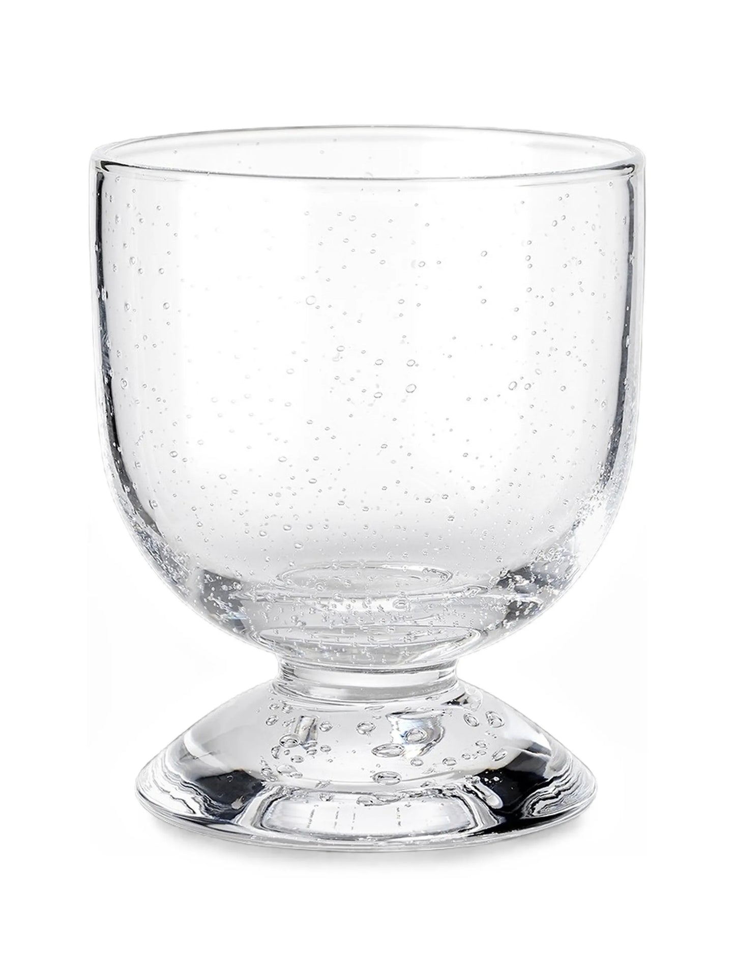 low bubble-effect footed glass