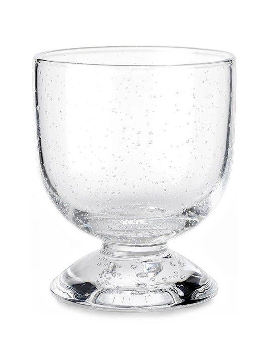 low bubble-effect footed glass