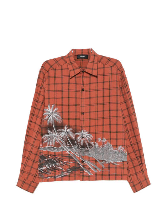 sequin-palm flannel shirt