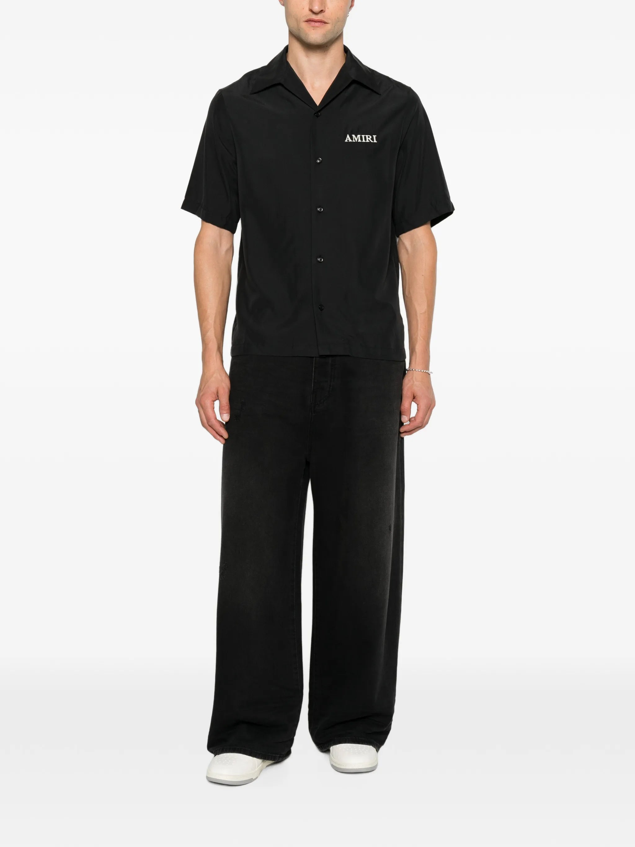 logo-embroidered camp-collar shirt