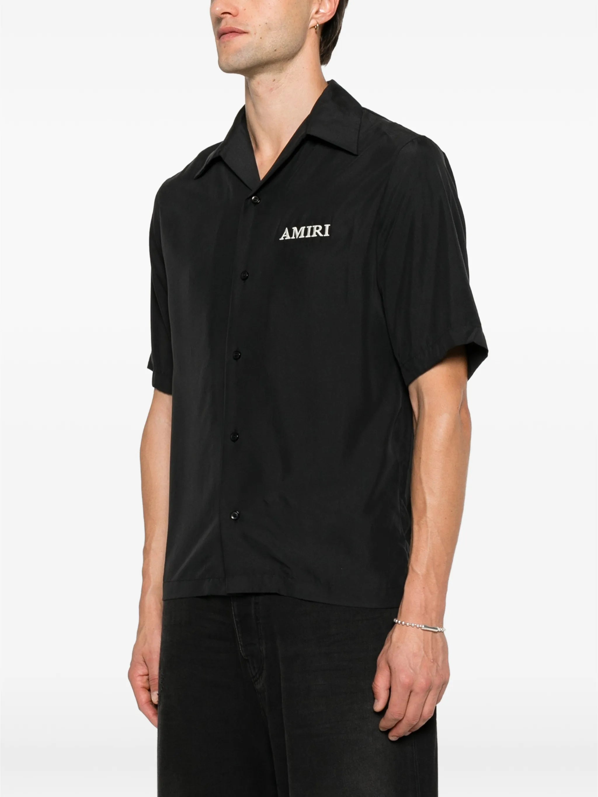logo-embroidered camp-collar shirt