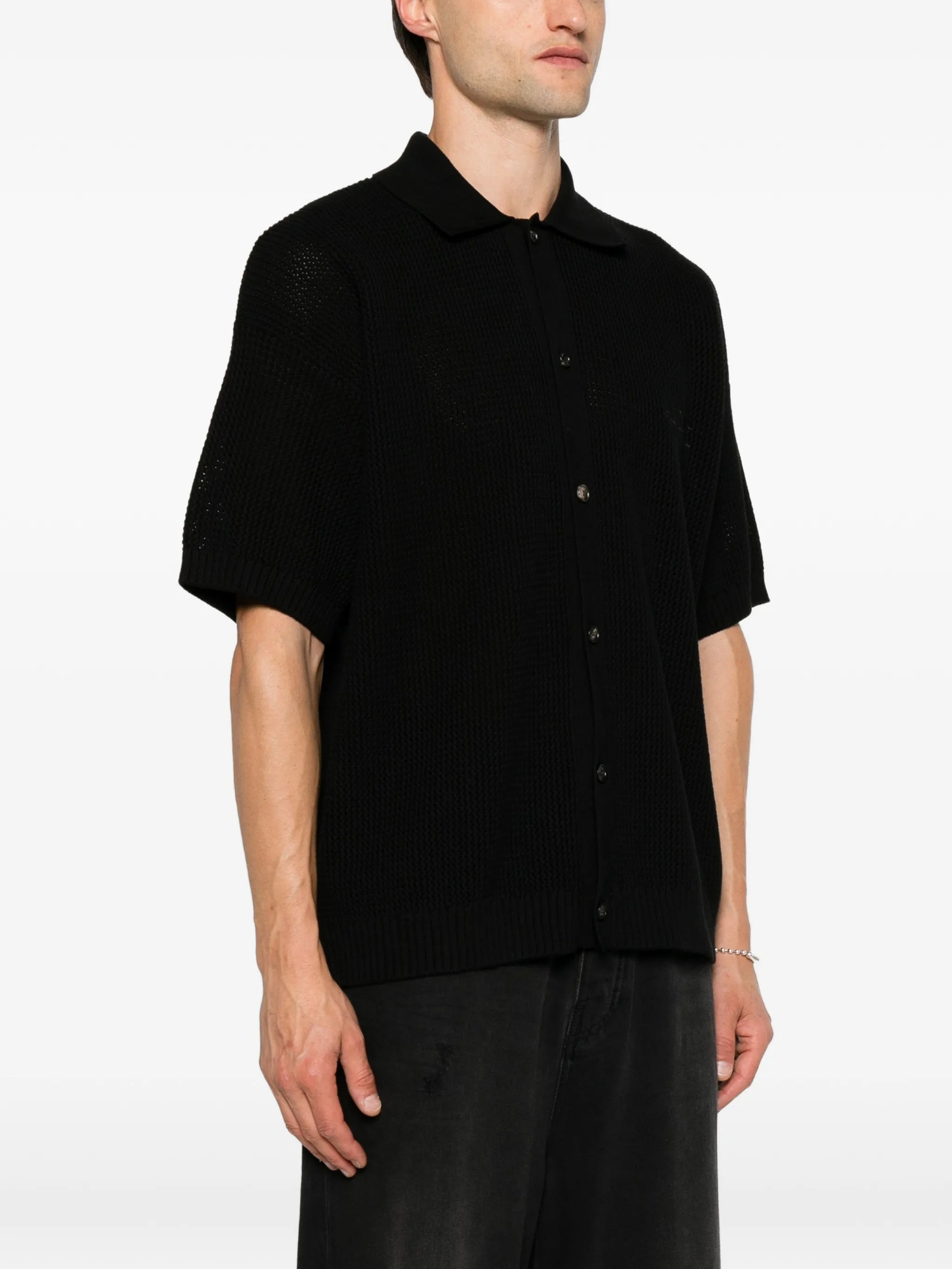 crochet short-sleeve shirt