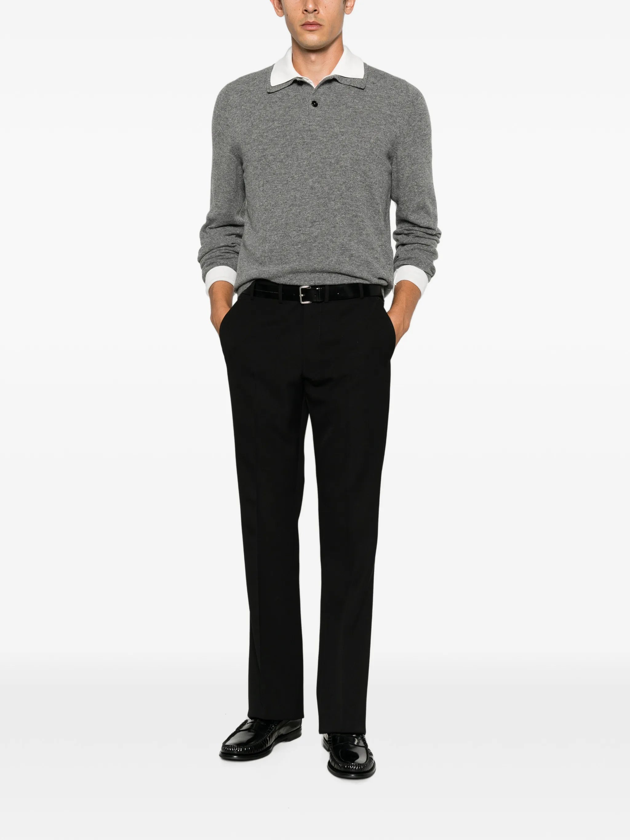 compact-gabardine straight-leg trousers