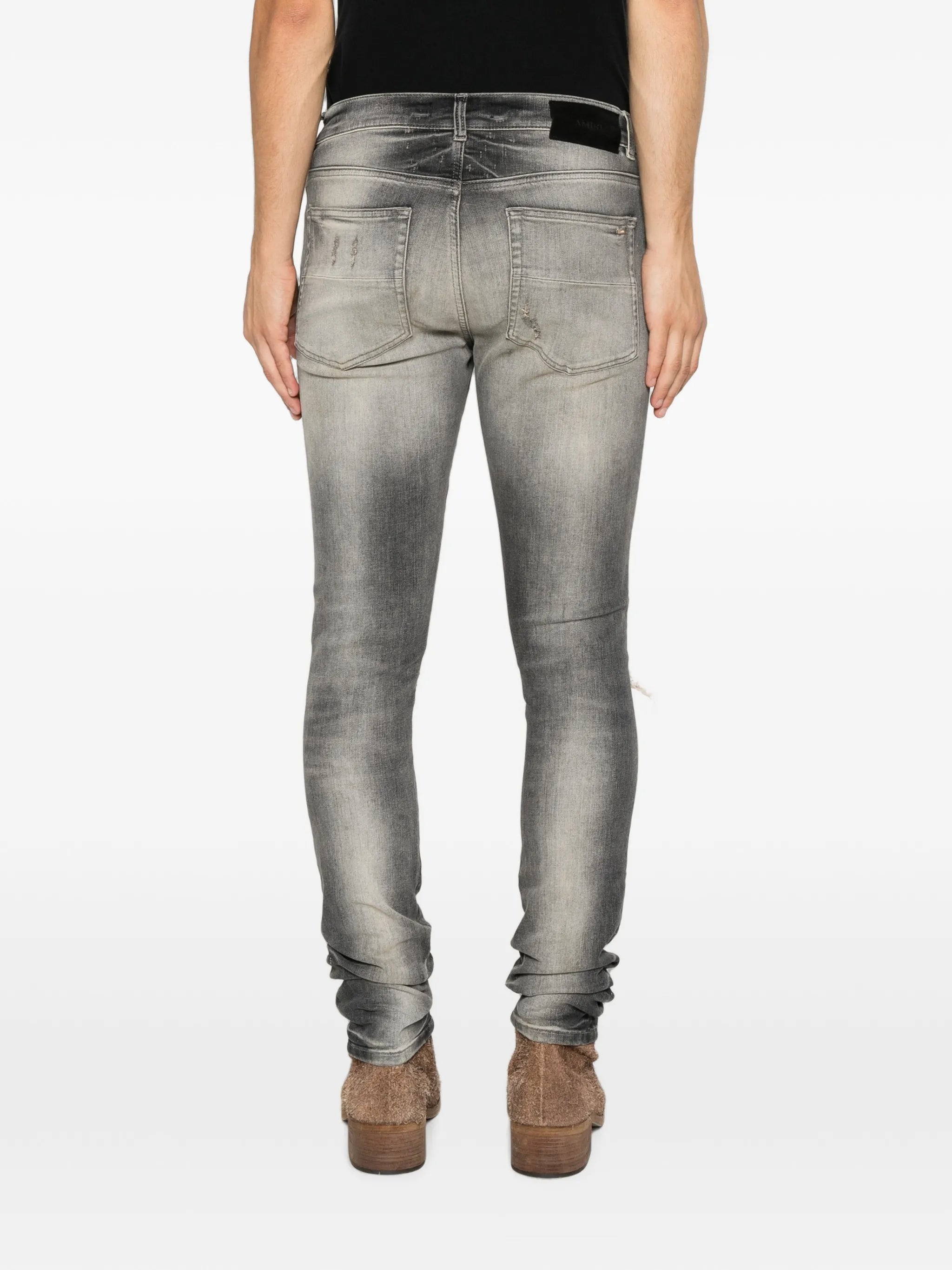 distressed patchwork jeans