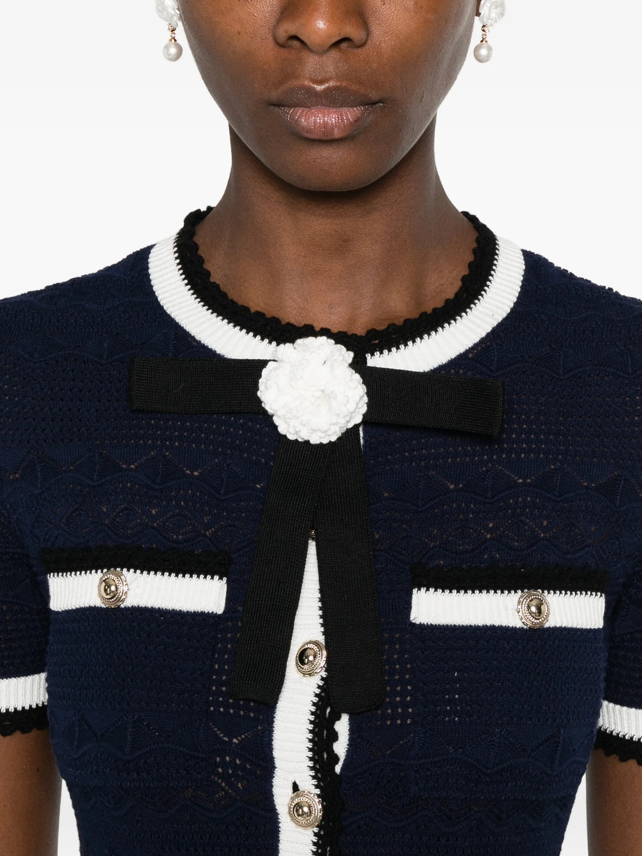 belted bow-detail midi dress