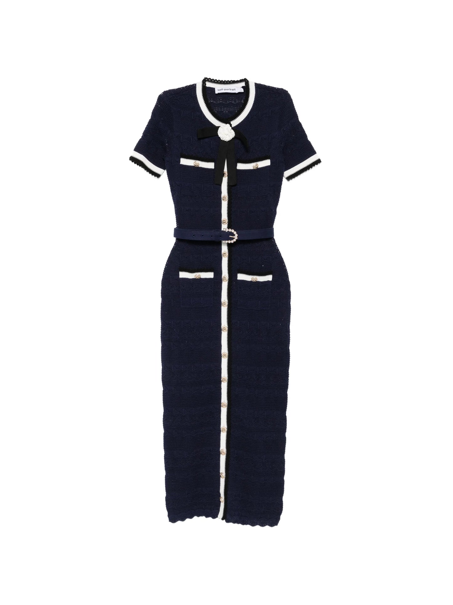 belted bow-detail midi dress
