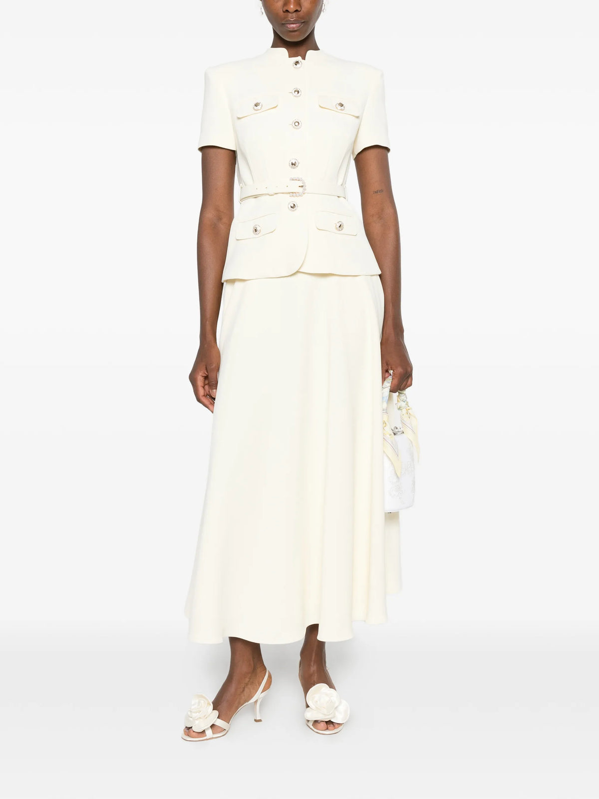 crepe tailored midi dress