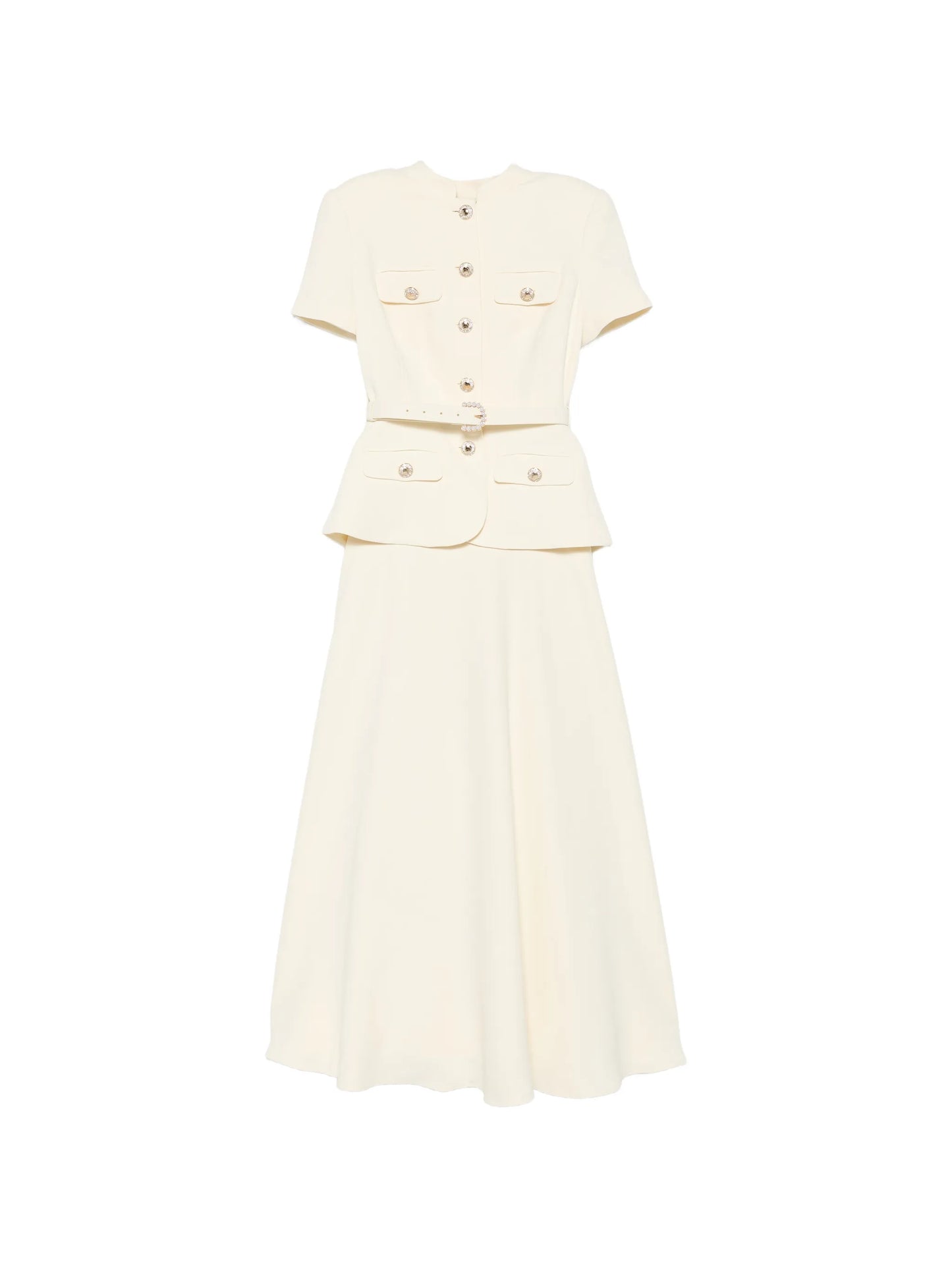 belted-detail button-up maxi dress