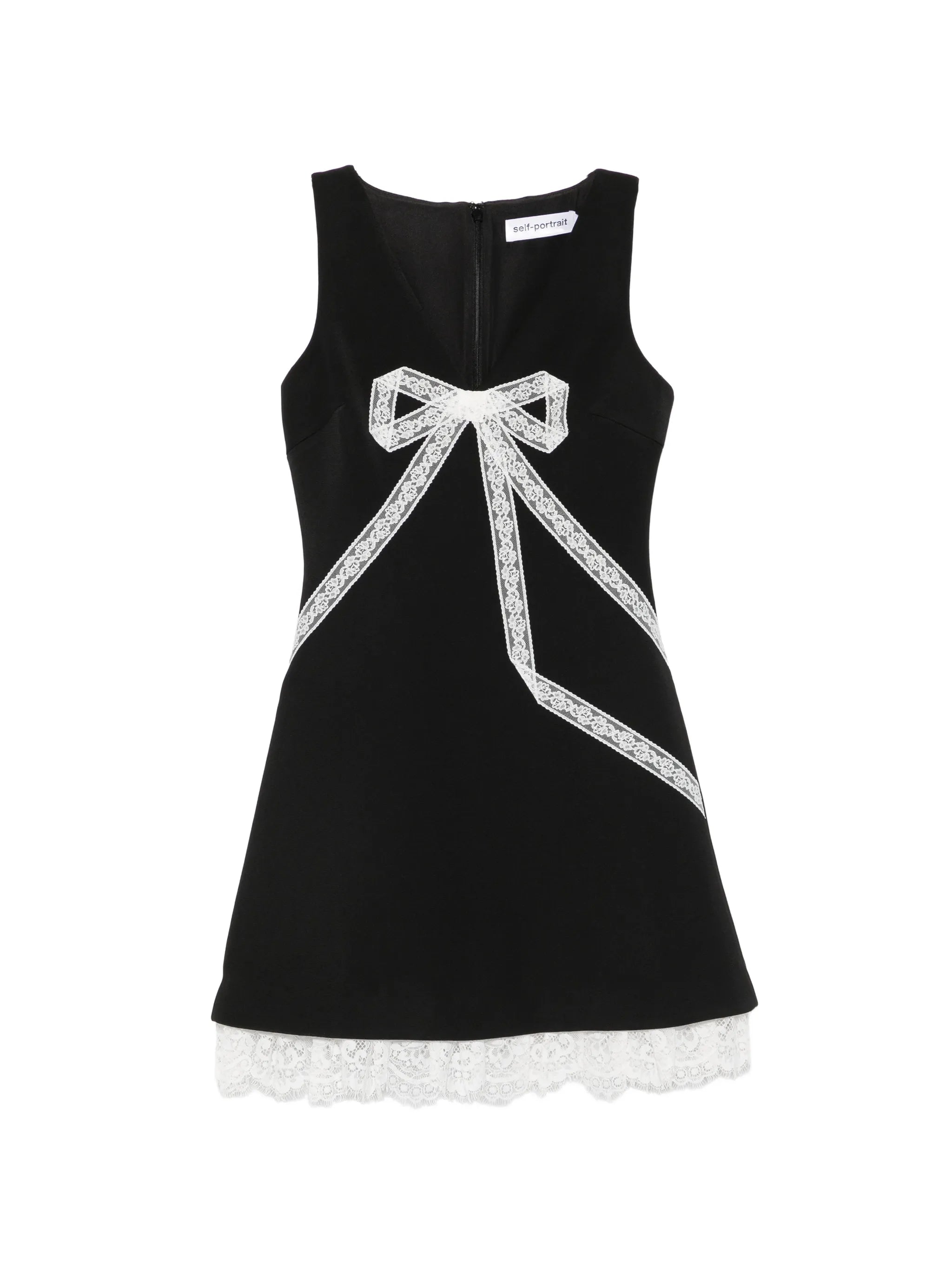 lace-trim bow-detail mini dress