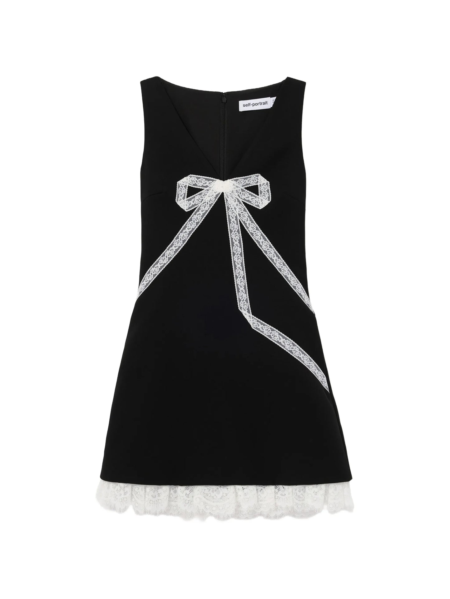 black crepe bow lace mini dress