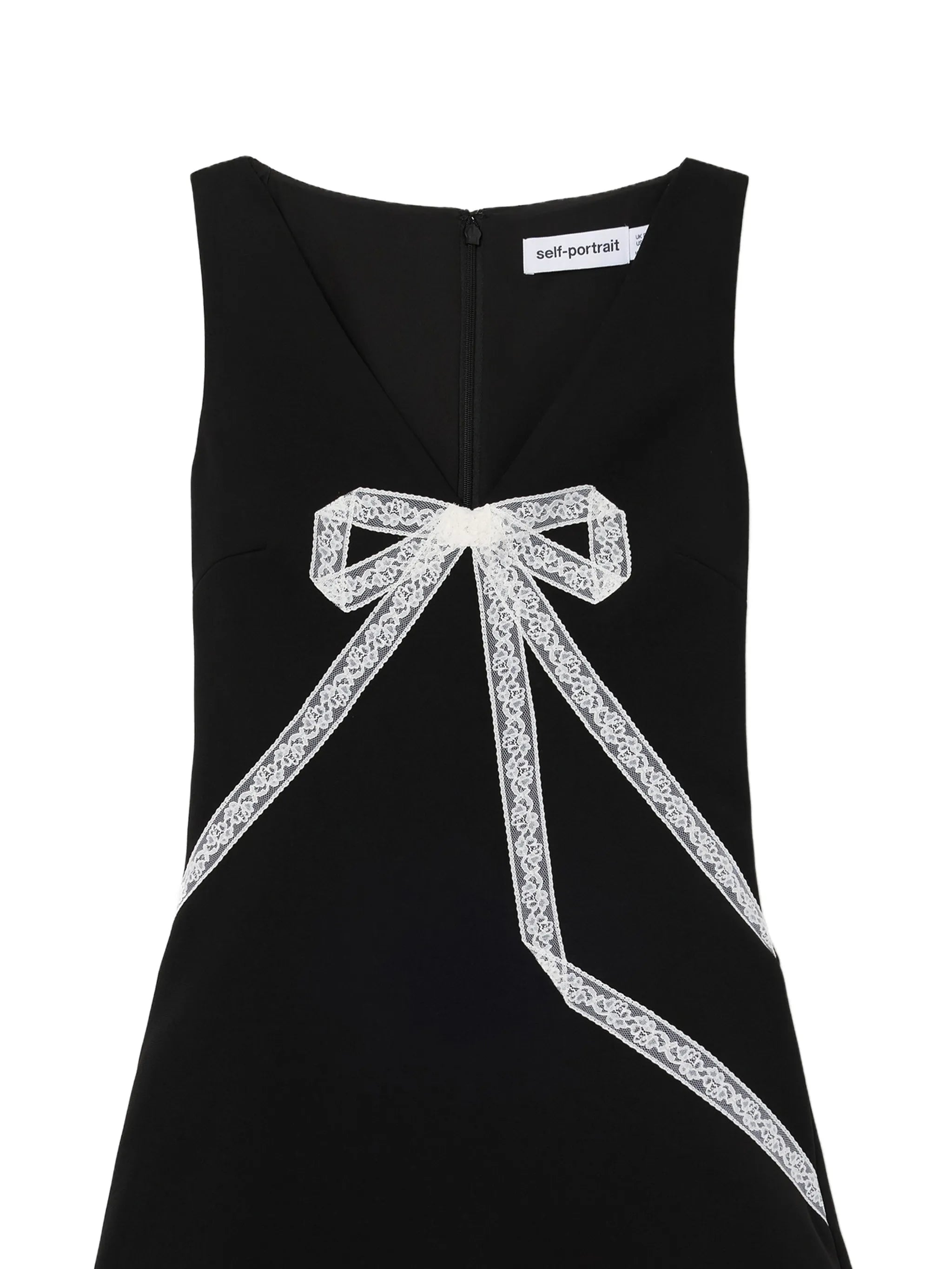 black crepe bow lace mini dress