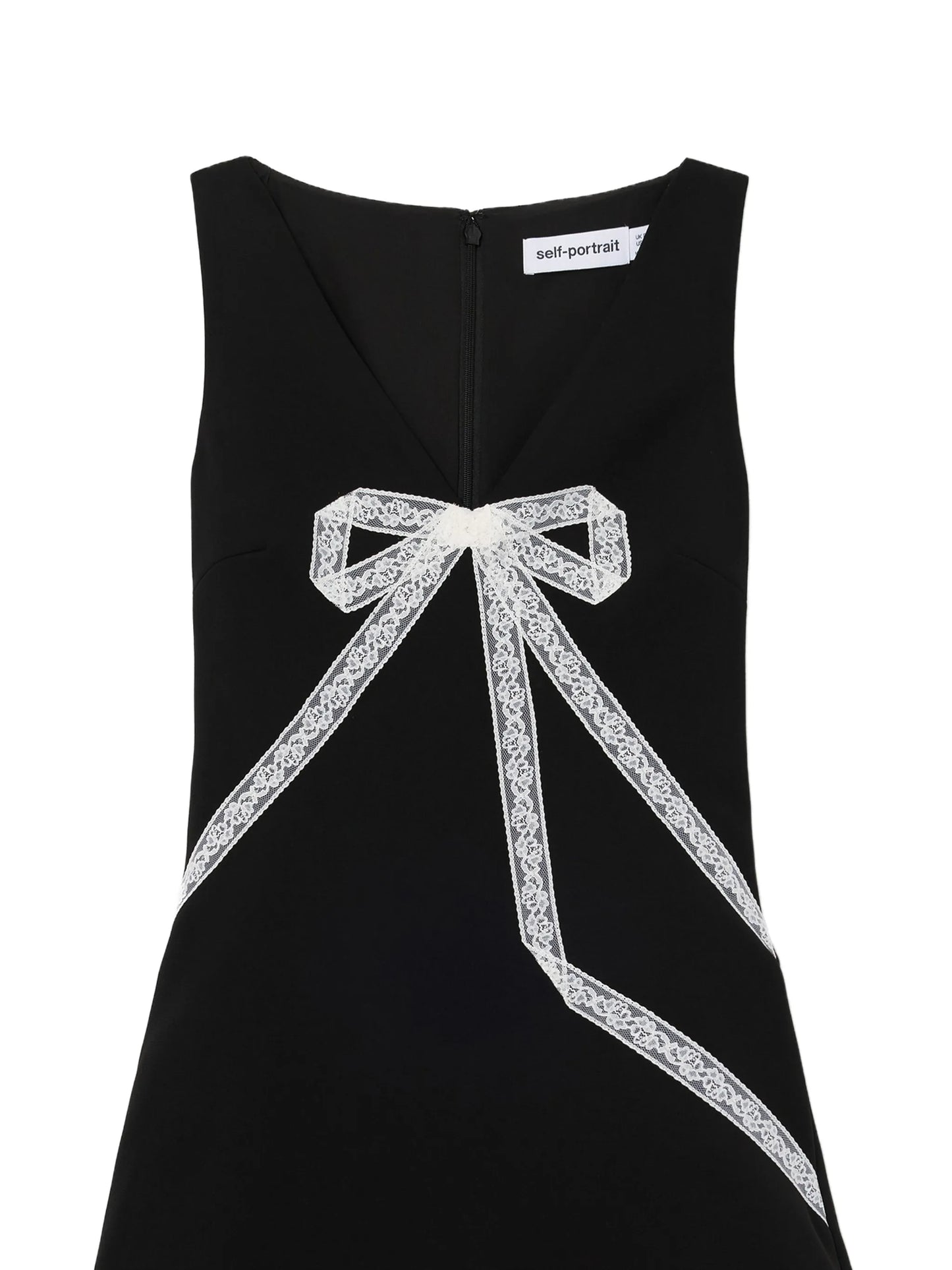 black crepe bow lace mini dress