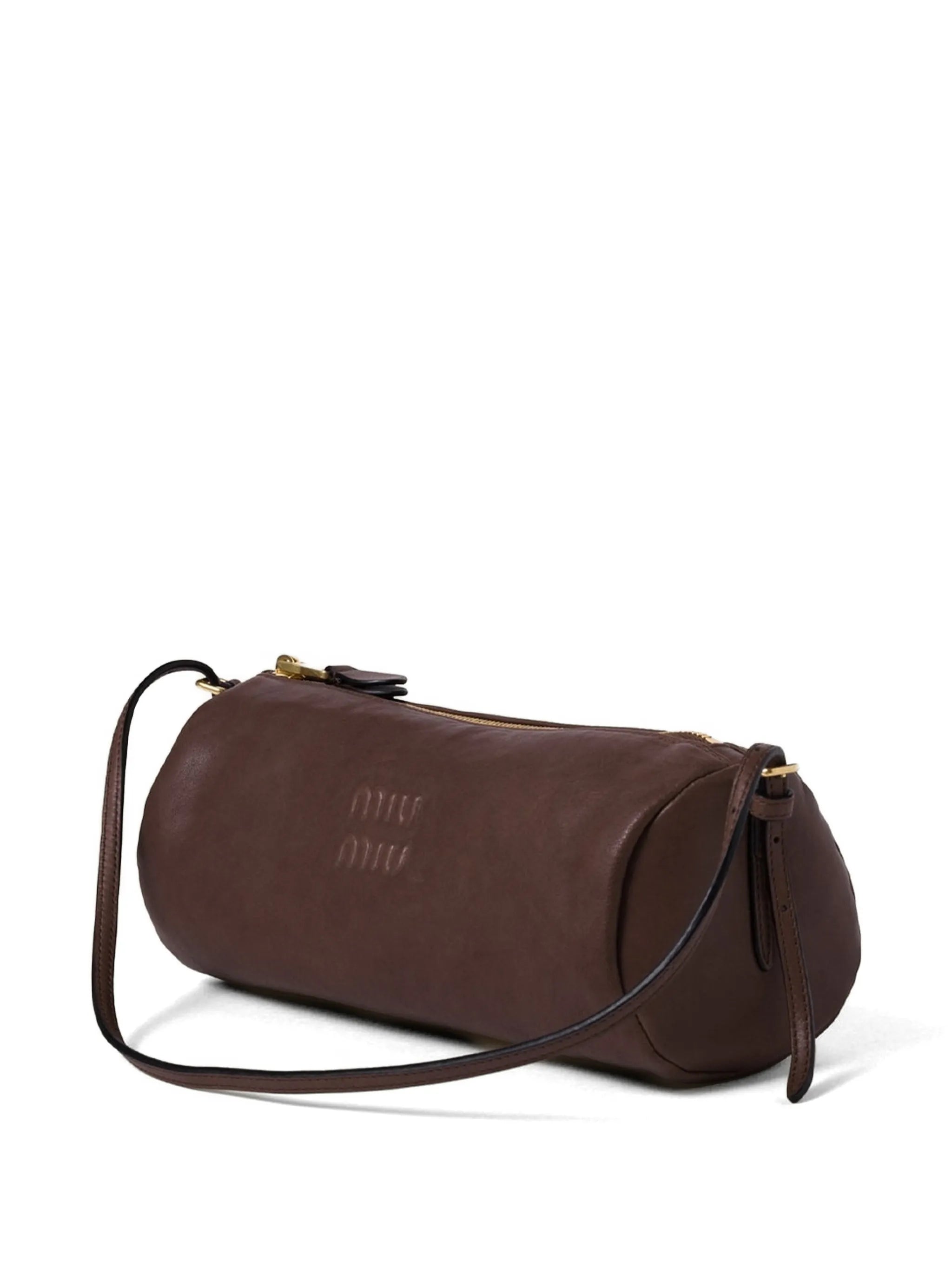 logo-embossed leather pouch