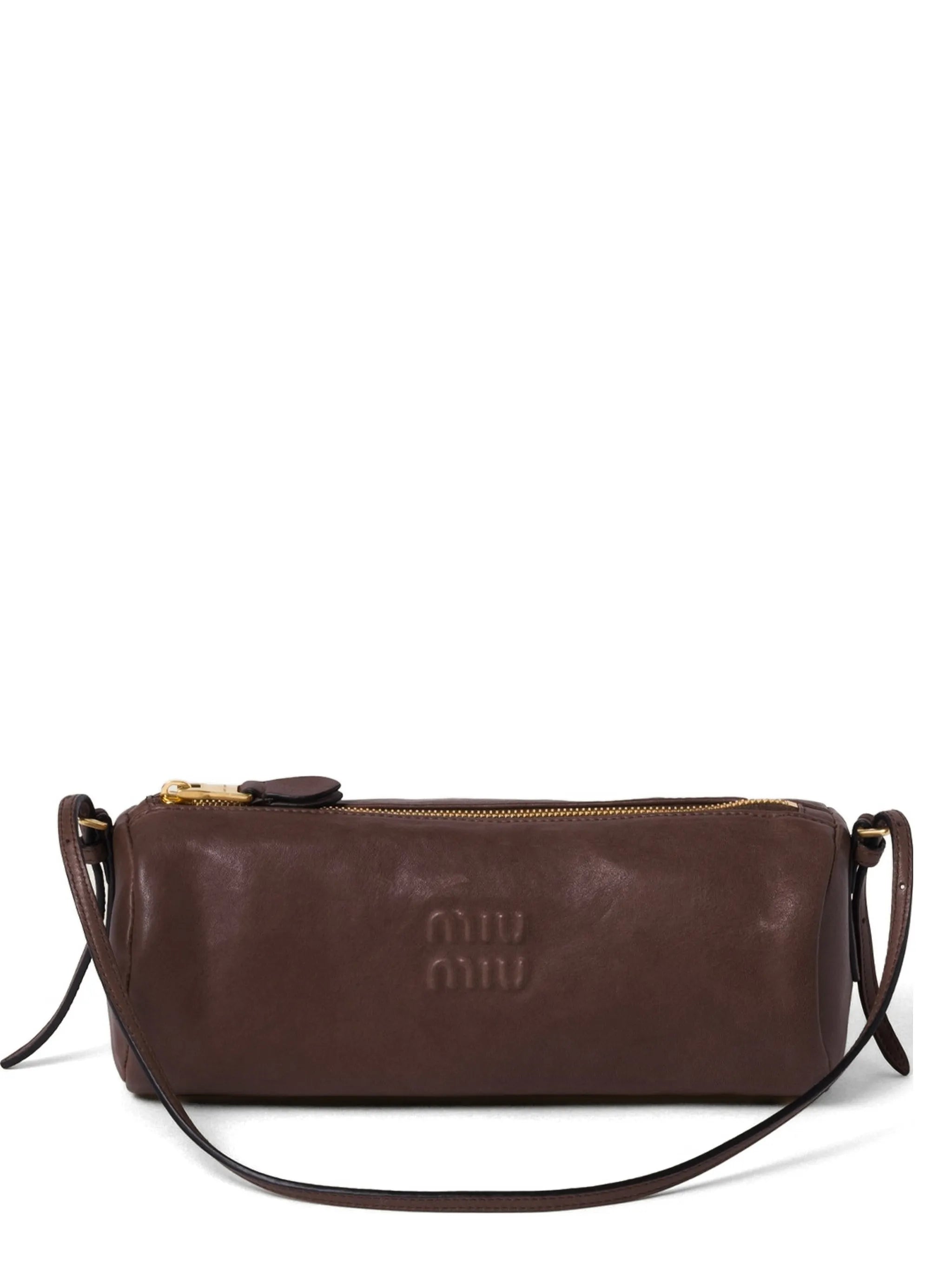 logo-embossed leather pouch
