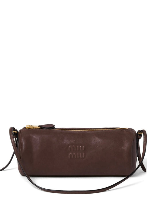 logo-embossed leather pouch