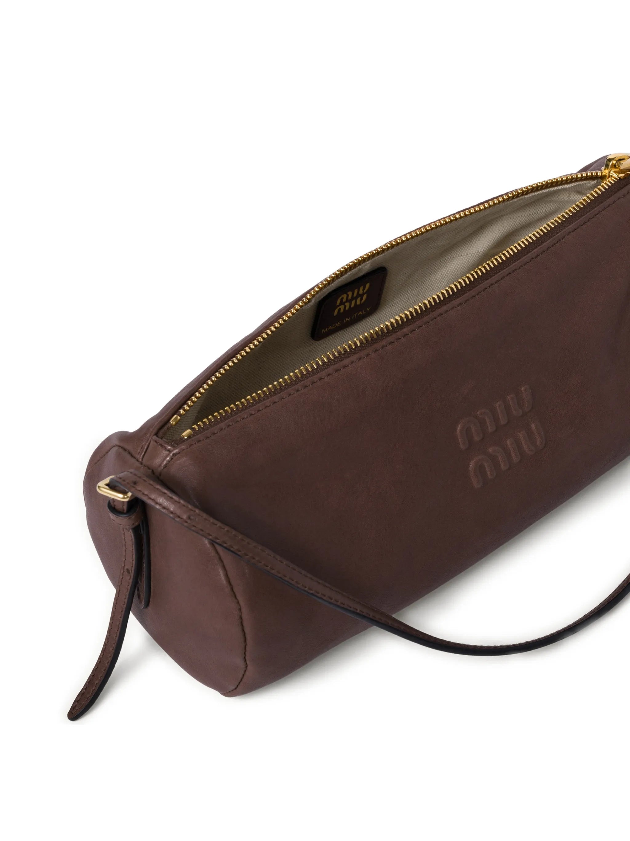 logo-embossed leather pouch