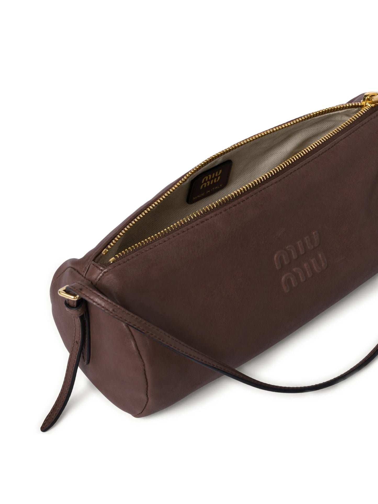 logo-embossed leather pouch