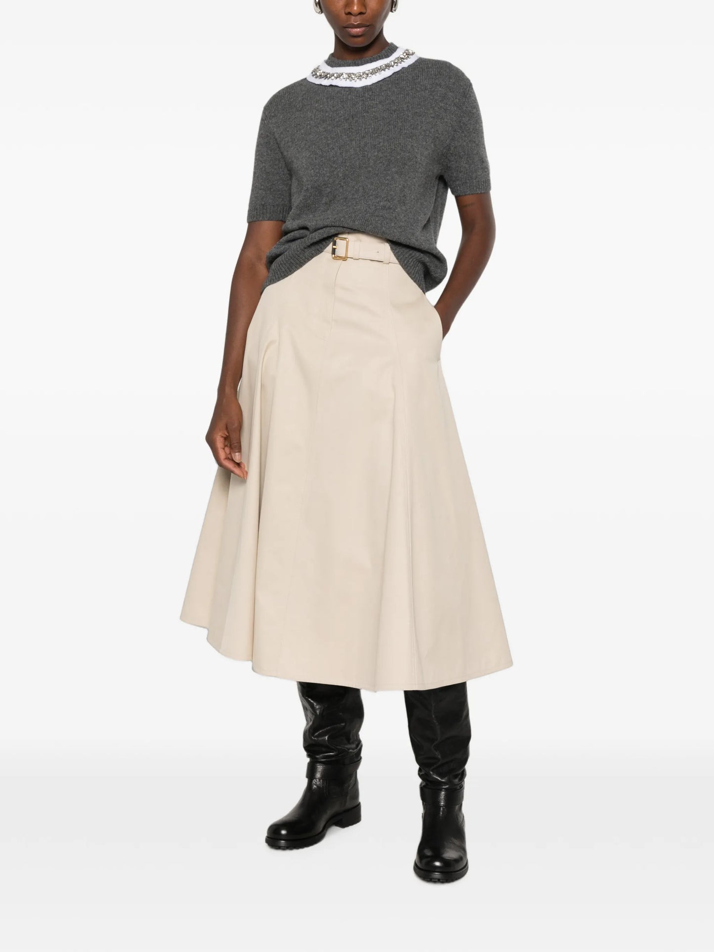 embellished short-sleeve sweater