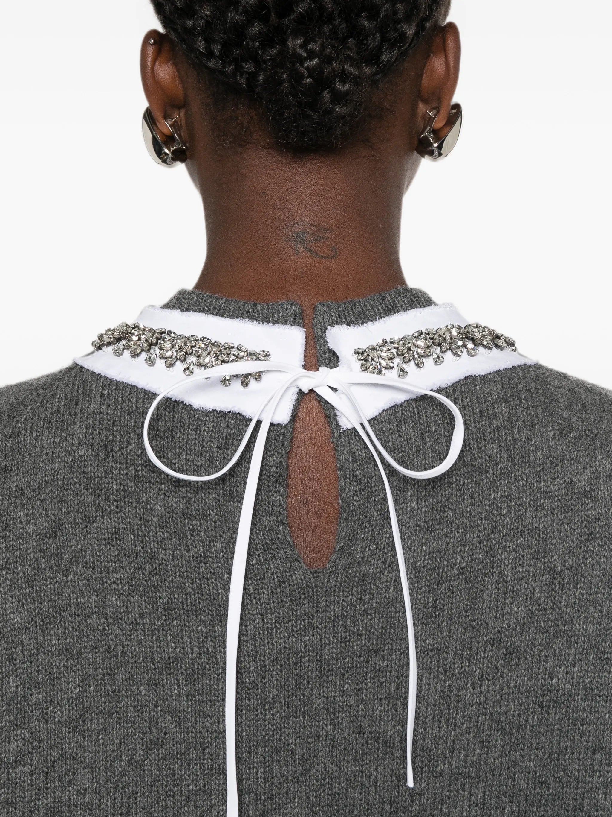 embellished short-sleeve sweater