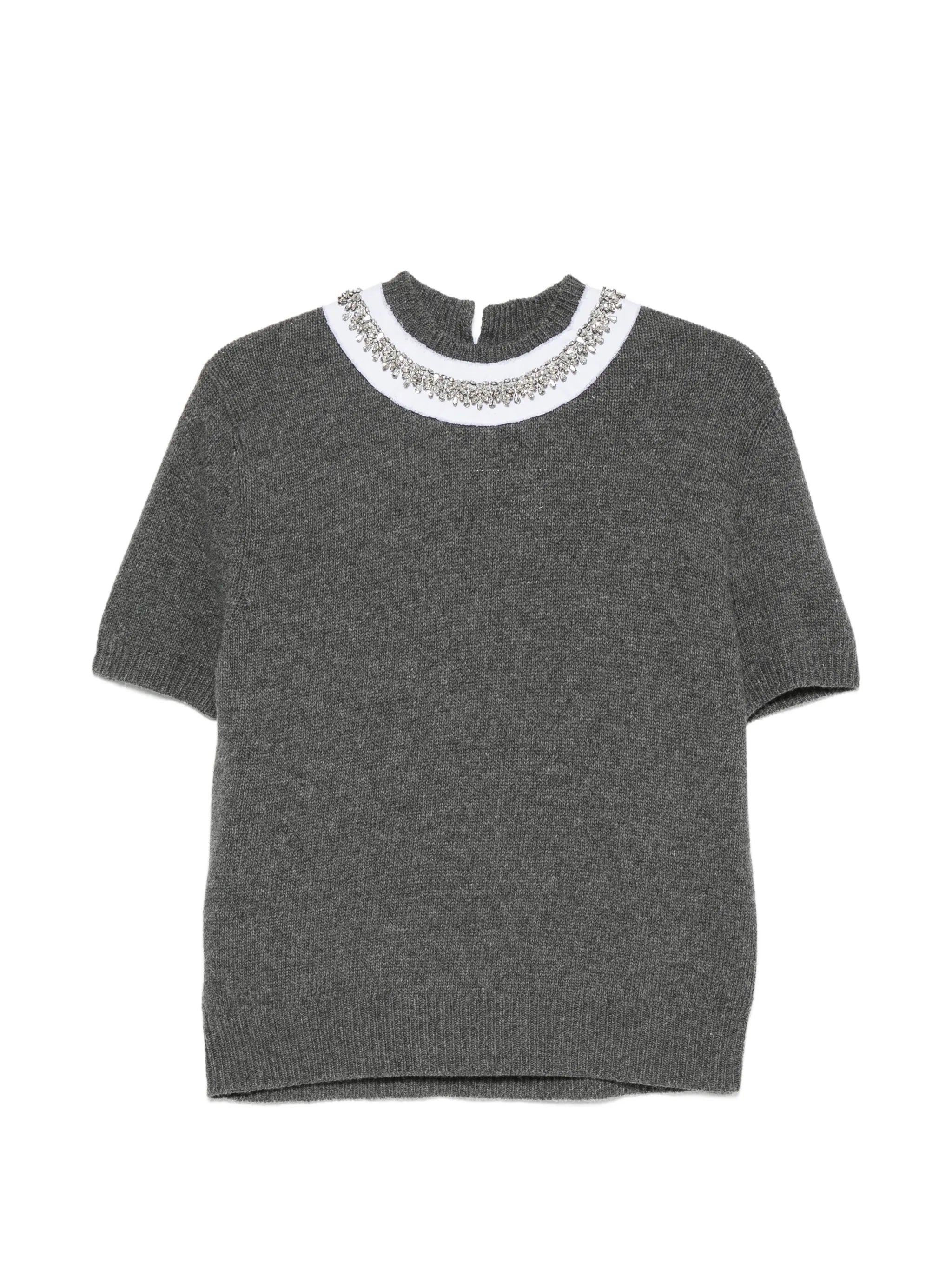 embellished short-sleeve sweater