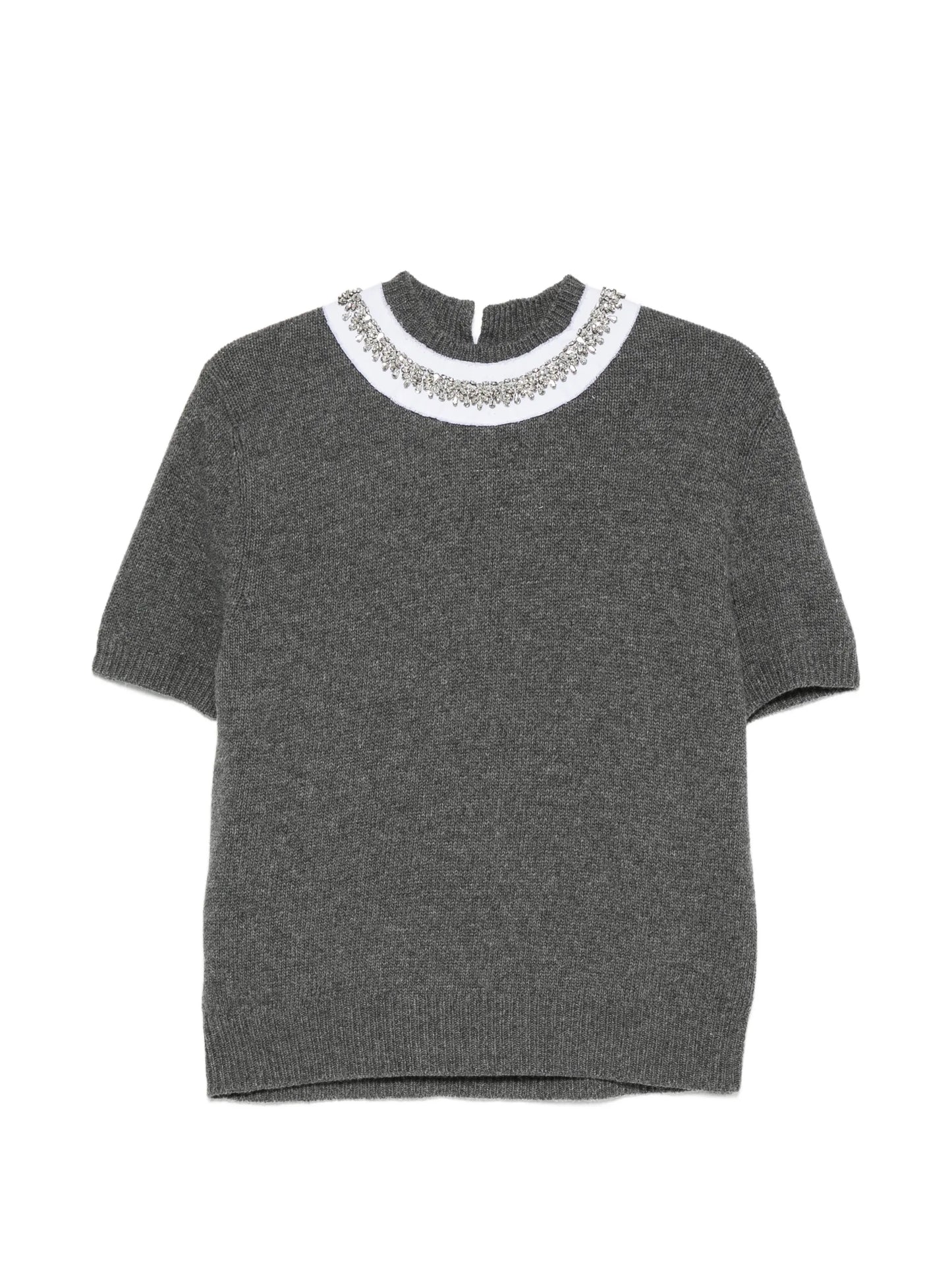 embellished short-sleeve sweater