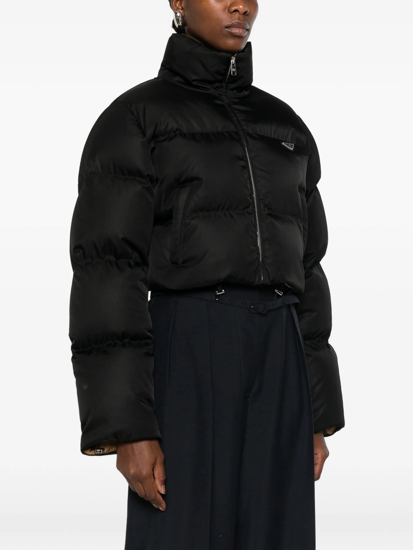 Re-Nylon cropped puffer jacket