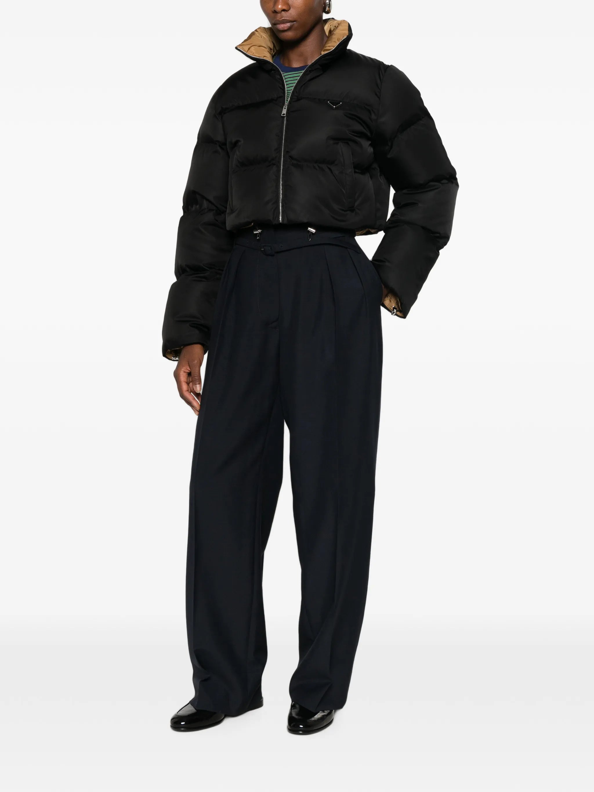 Re-Nylon cropped puffer jacket