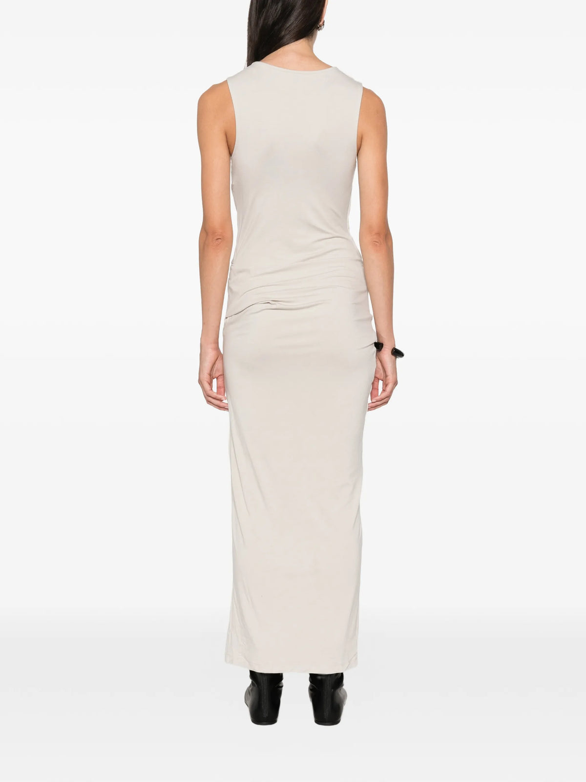 sleeveless draped maxi dress