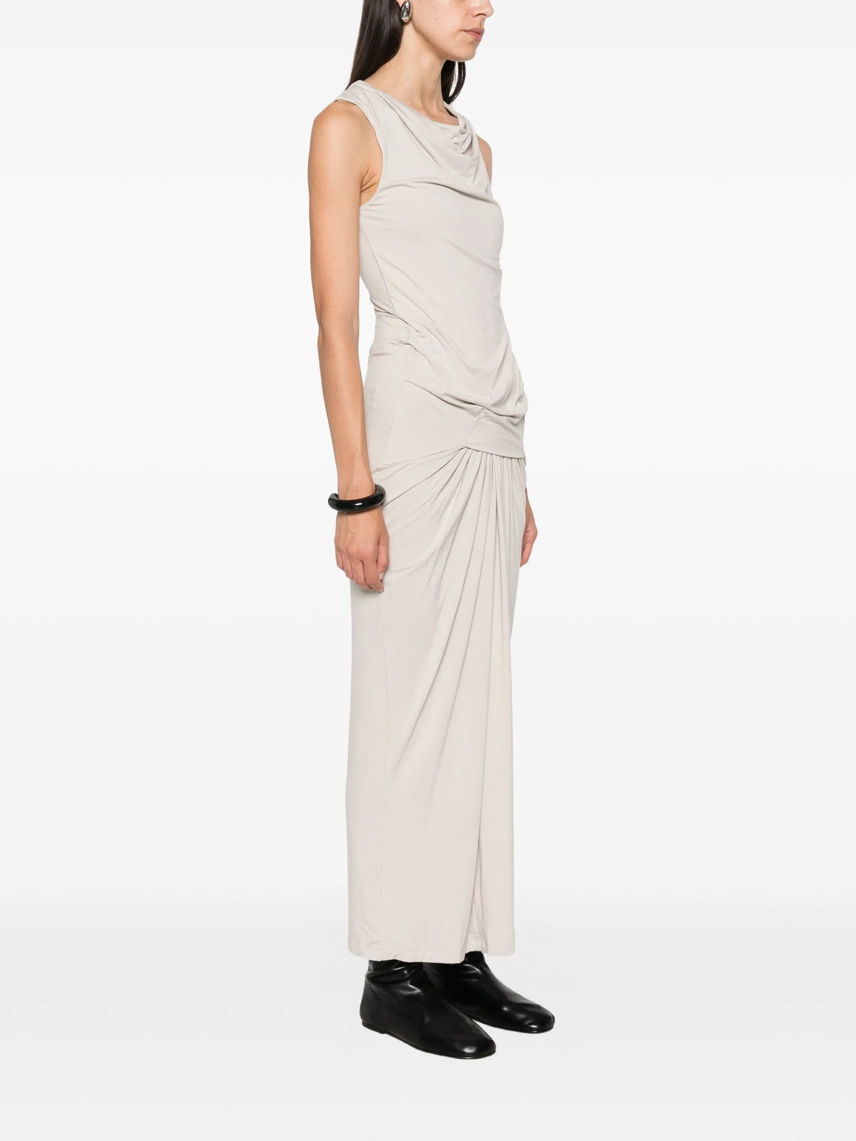 sleeveless draped maxi dress