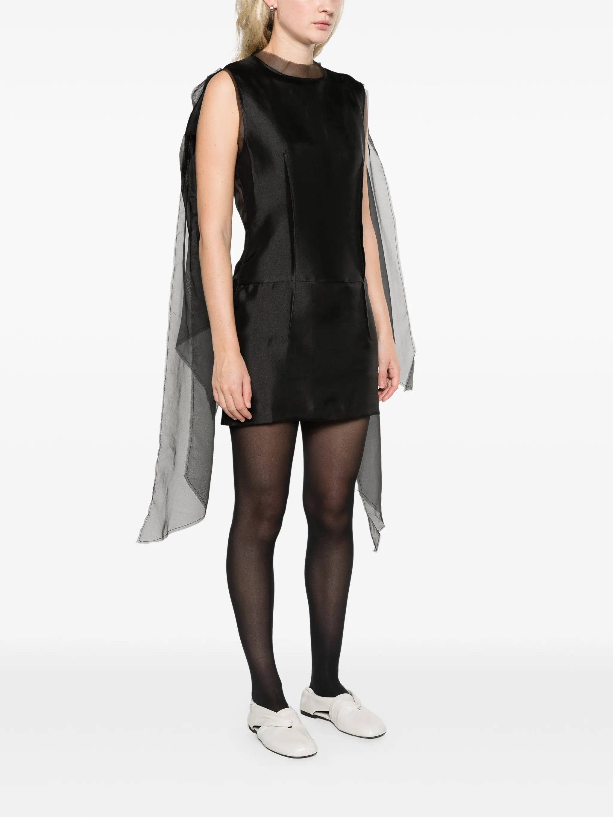 Shift dress black satin