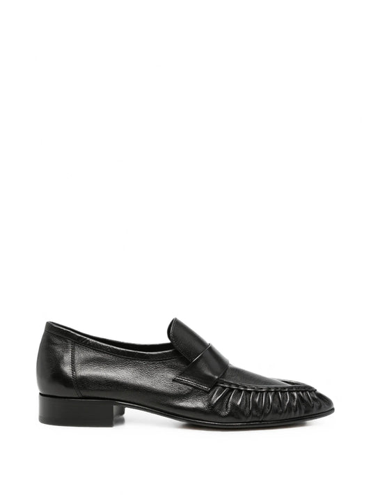 ruched leather loafers