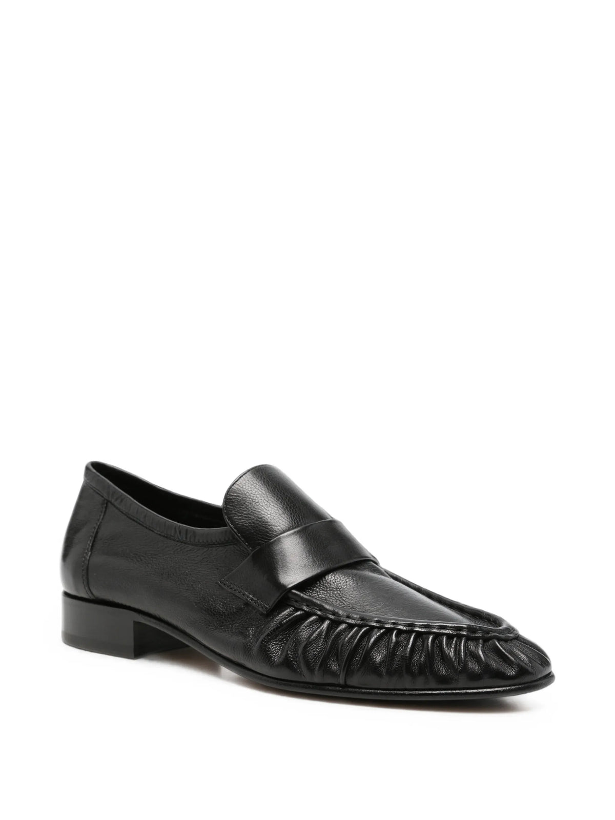 ruched leather loafers
