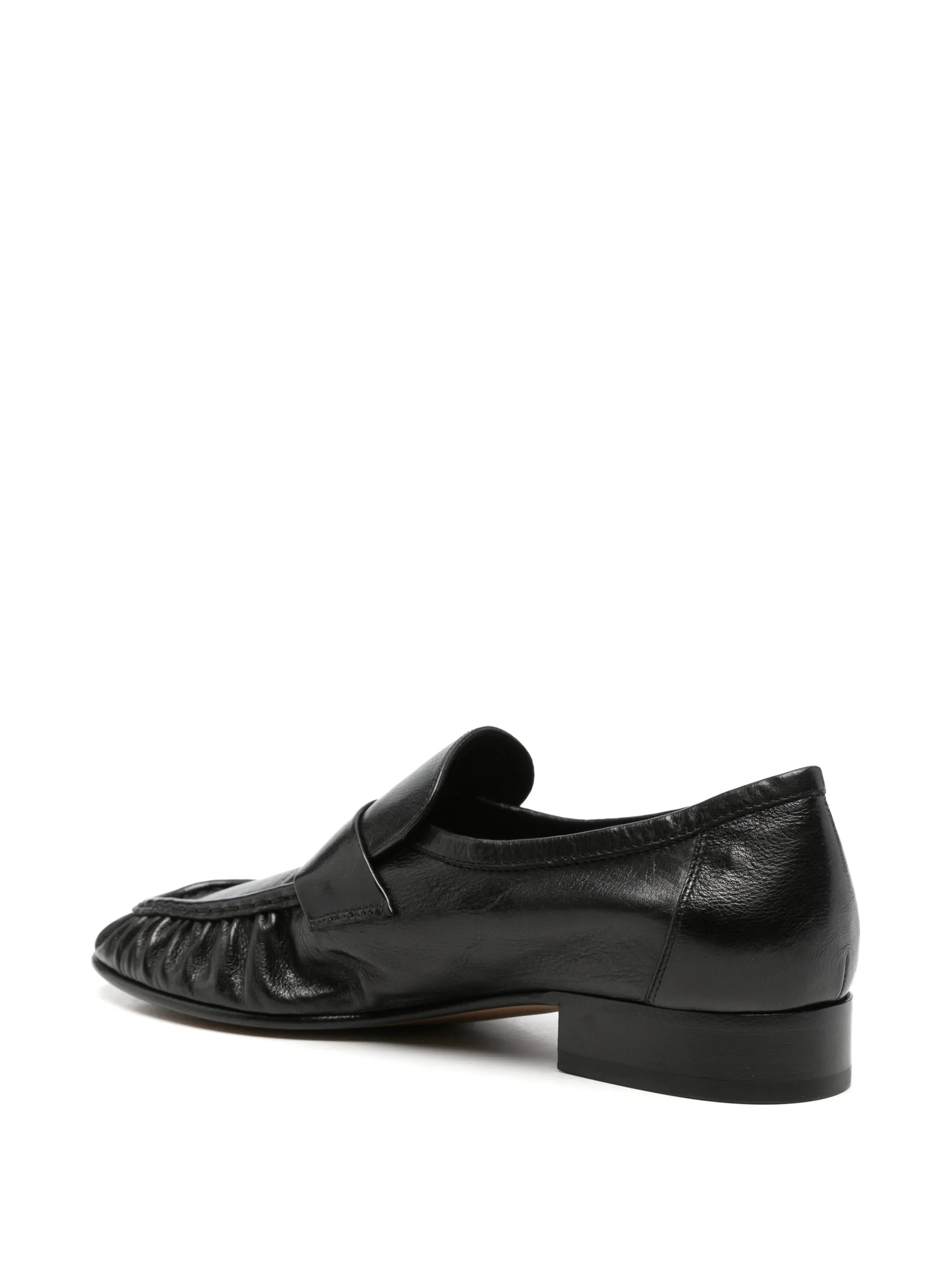 ruched leather loafers