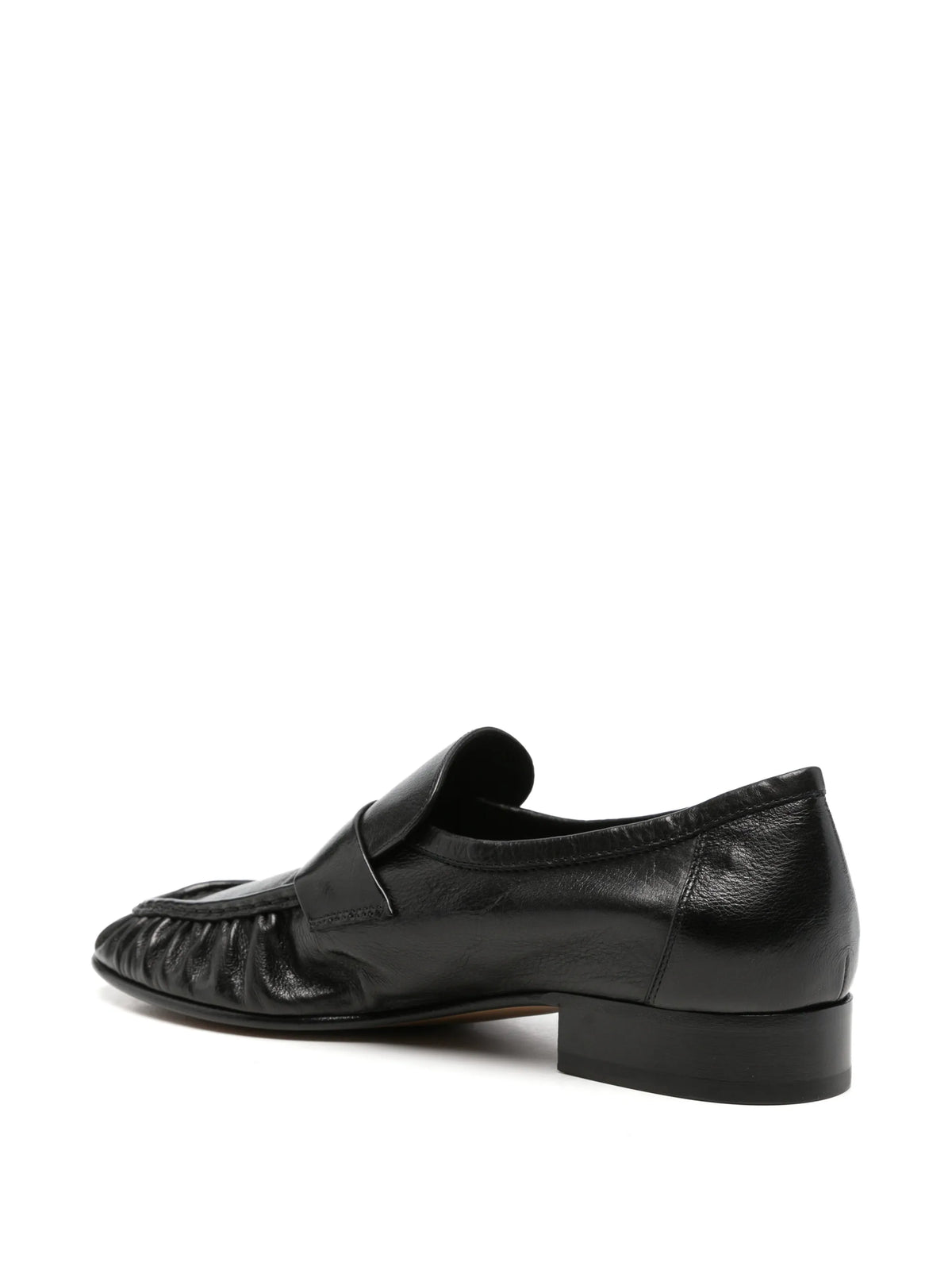 ruched leather loafers